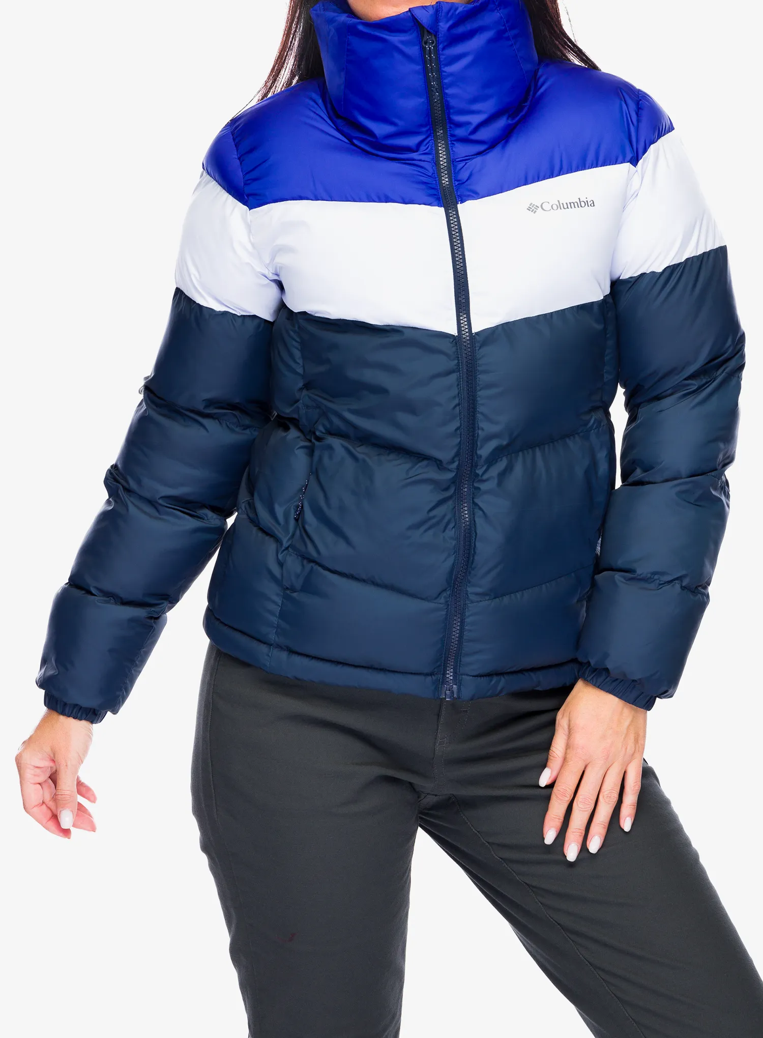Zateplená bunda dámská Columbia Puffect II Colorblock Jacket - collegiate navy/snowdrift/blue