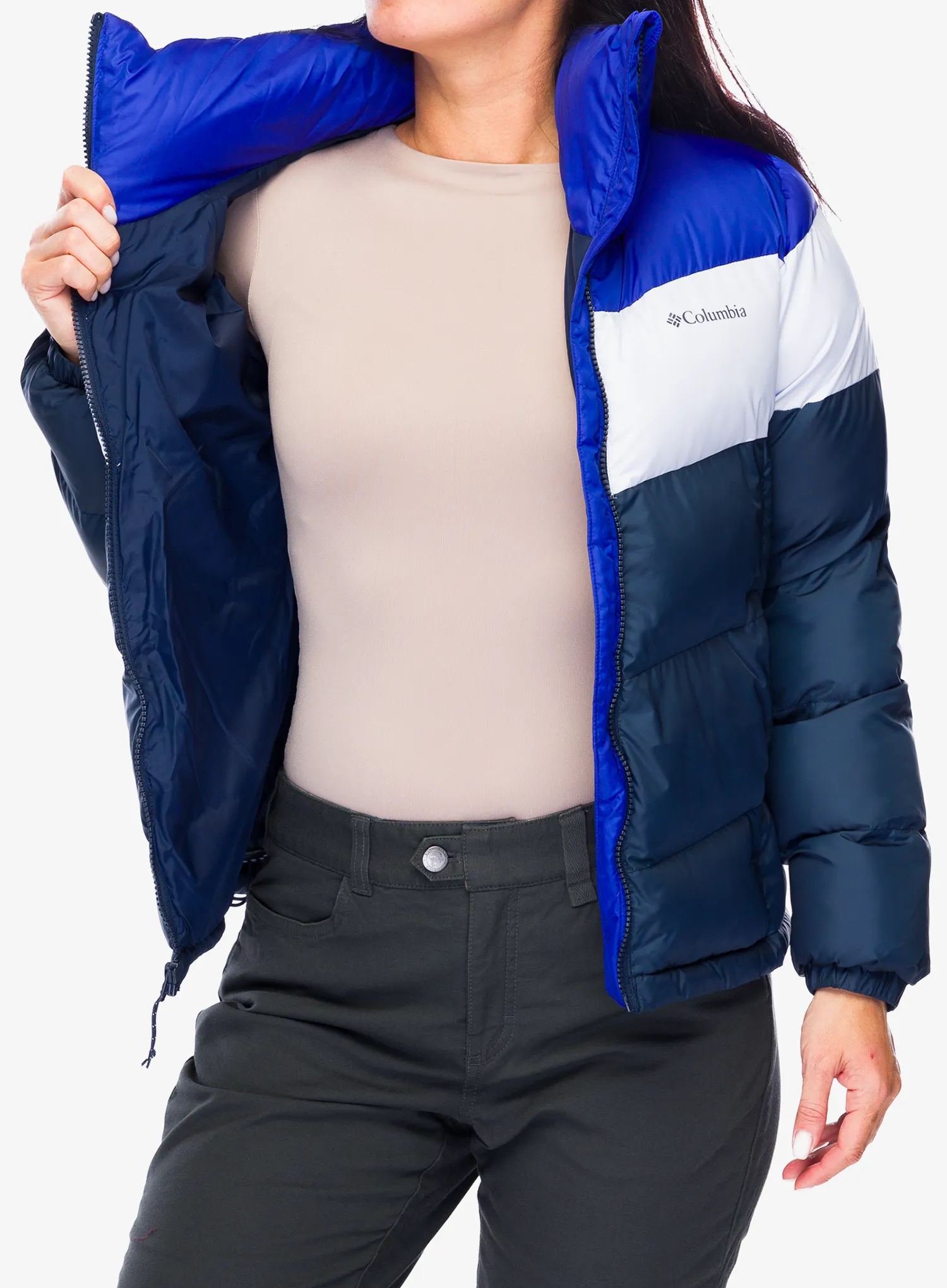 Zateplená bunda dámská Columbia Puffect II Colorblock Jacket - collegiate navy/snowdrift/blue