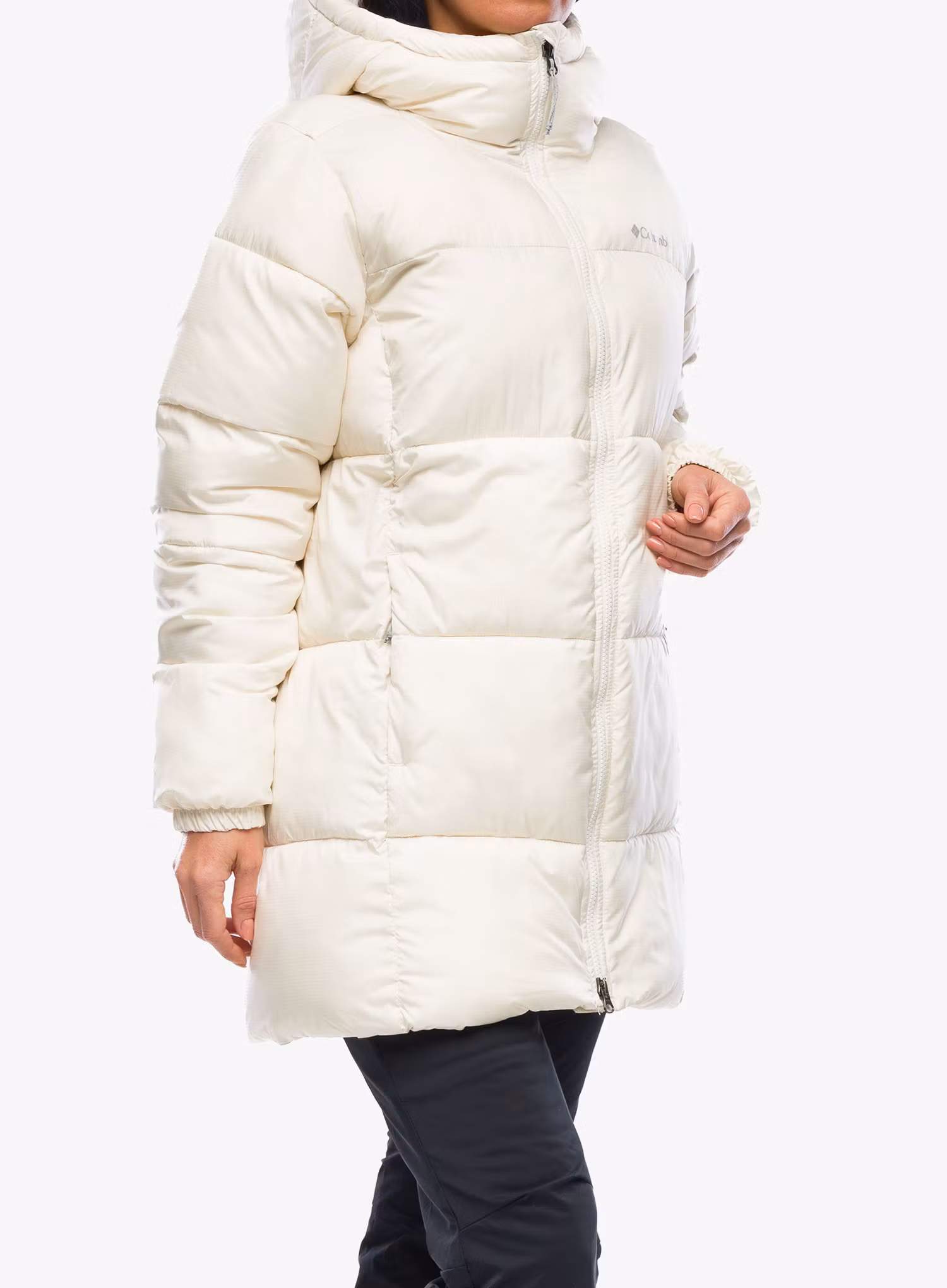 Dámský kabát Columbia Puffect Mid Hooded Jacket - chalk