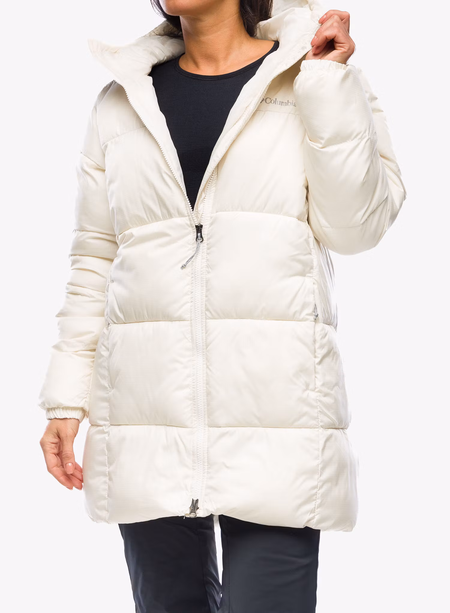 Dámský kabát Columbia Puffect Mid Hooded Jacket - chalk