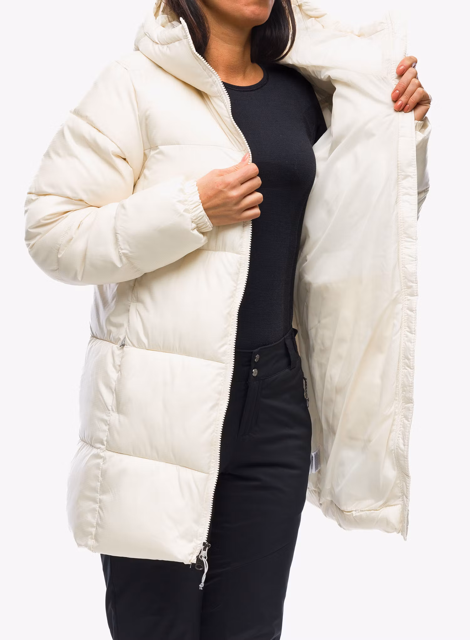 Dámský kabát Columbia Puffect Mid Hooded Jacket - chalk