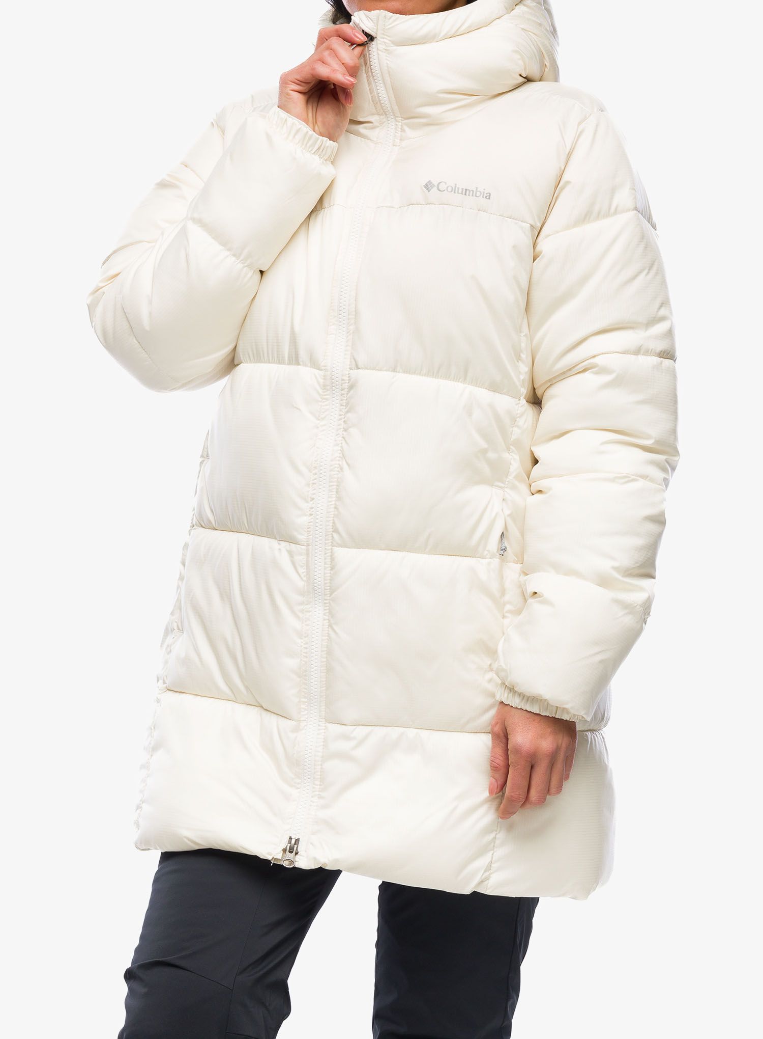 Dámský kabát Columbia Puffect Mid Hooded Jacket - chalk