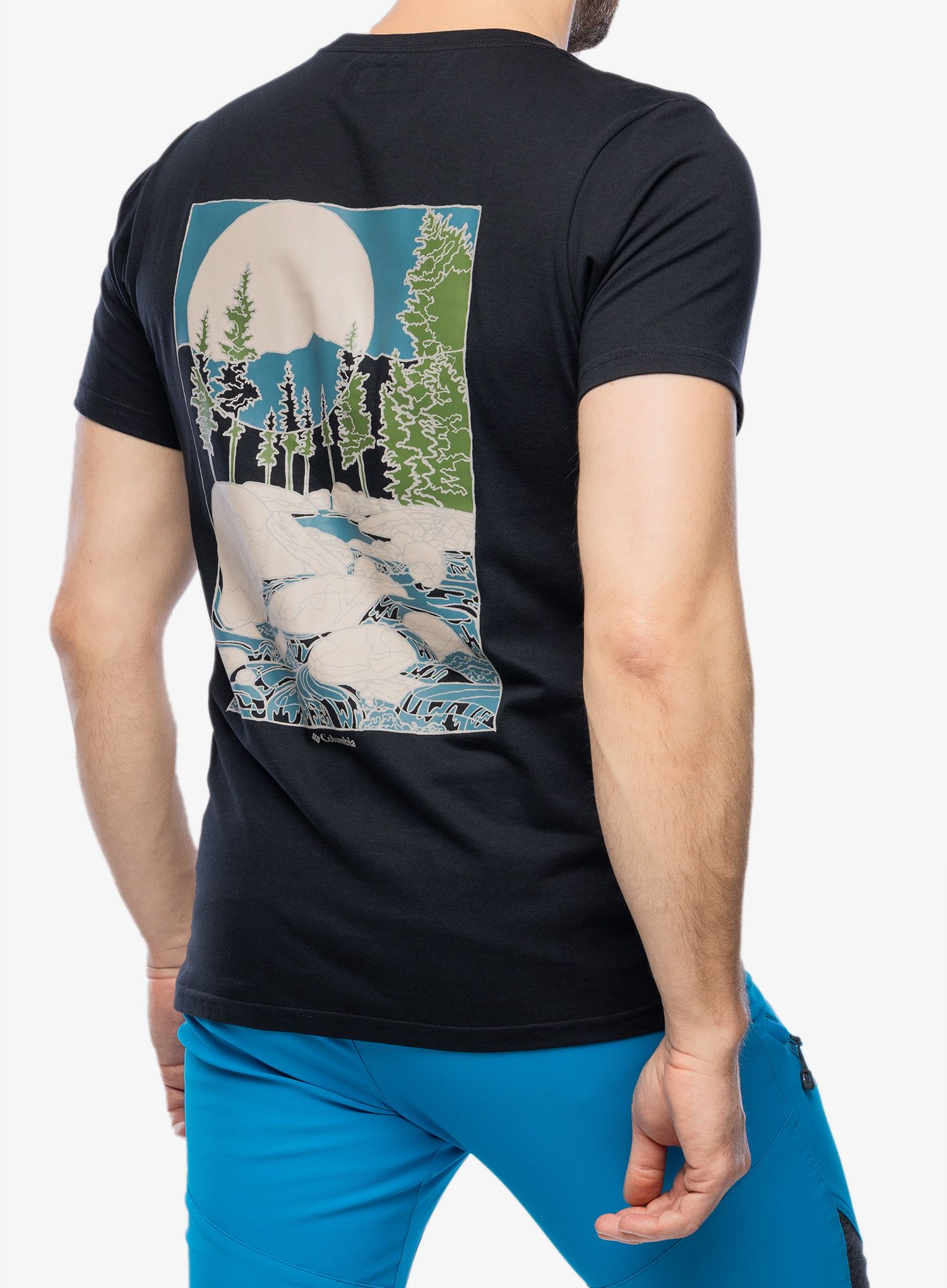 Tričko s potiskem Columbia Rapid Ridge Back Graphic Tee II - black/rocky road