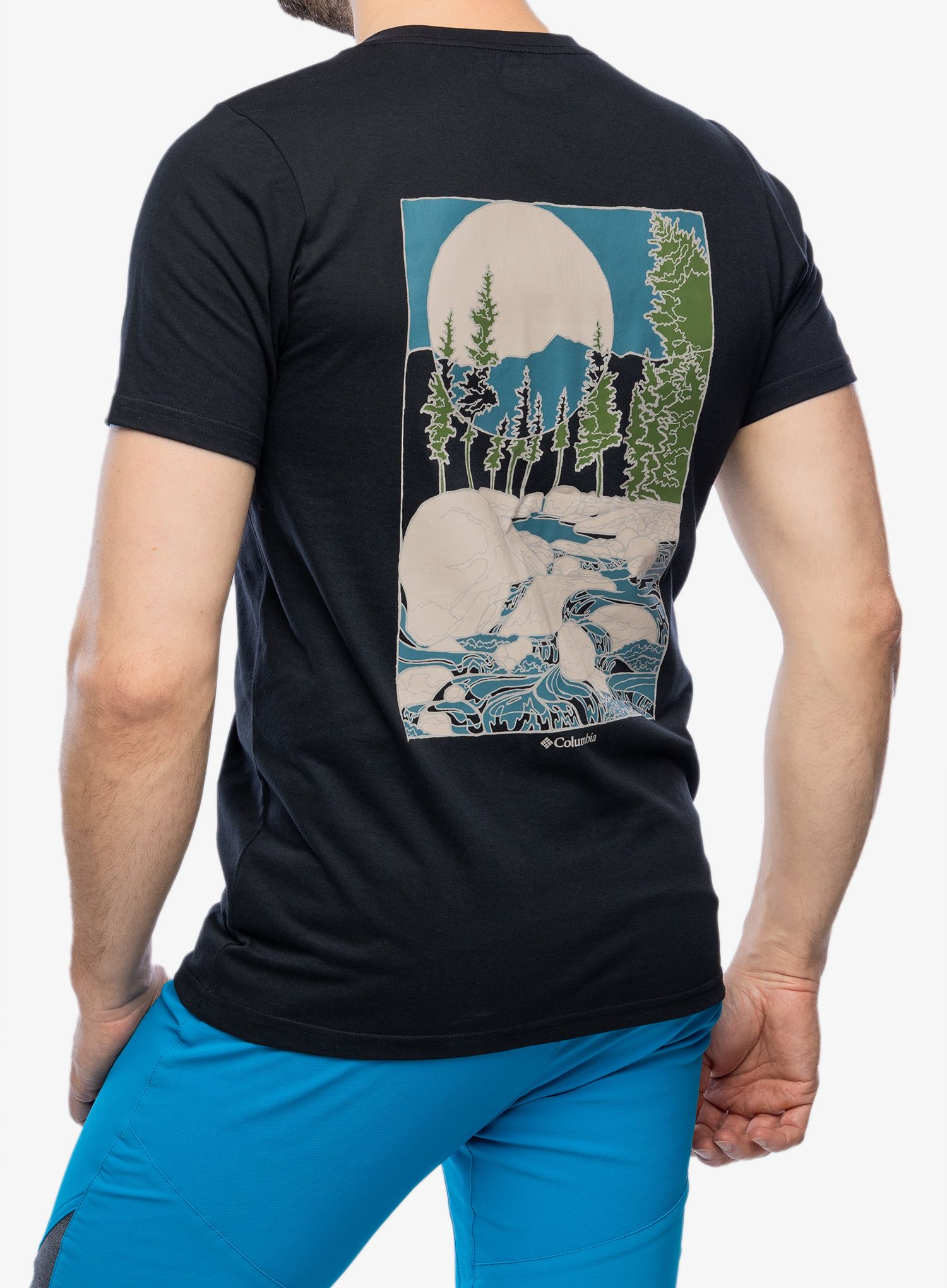 Tričko s potiskem Columbia Rapid Ridge Back Graphic Tee II - black/rocky road