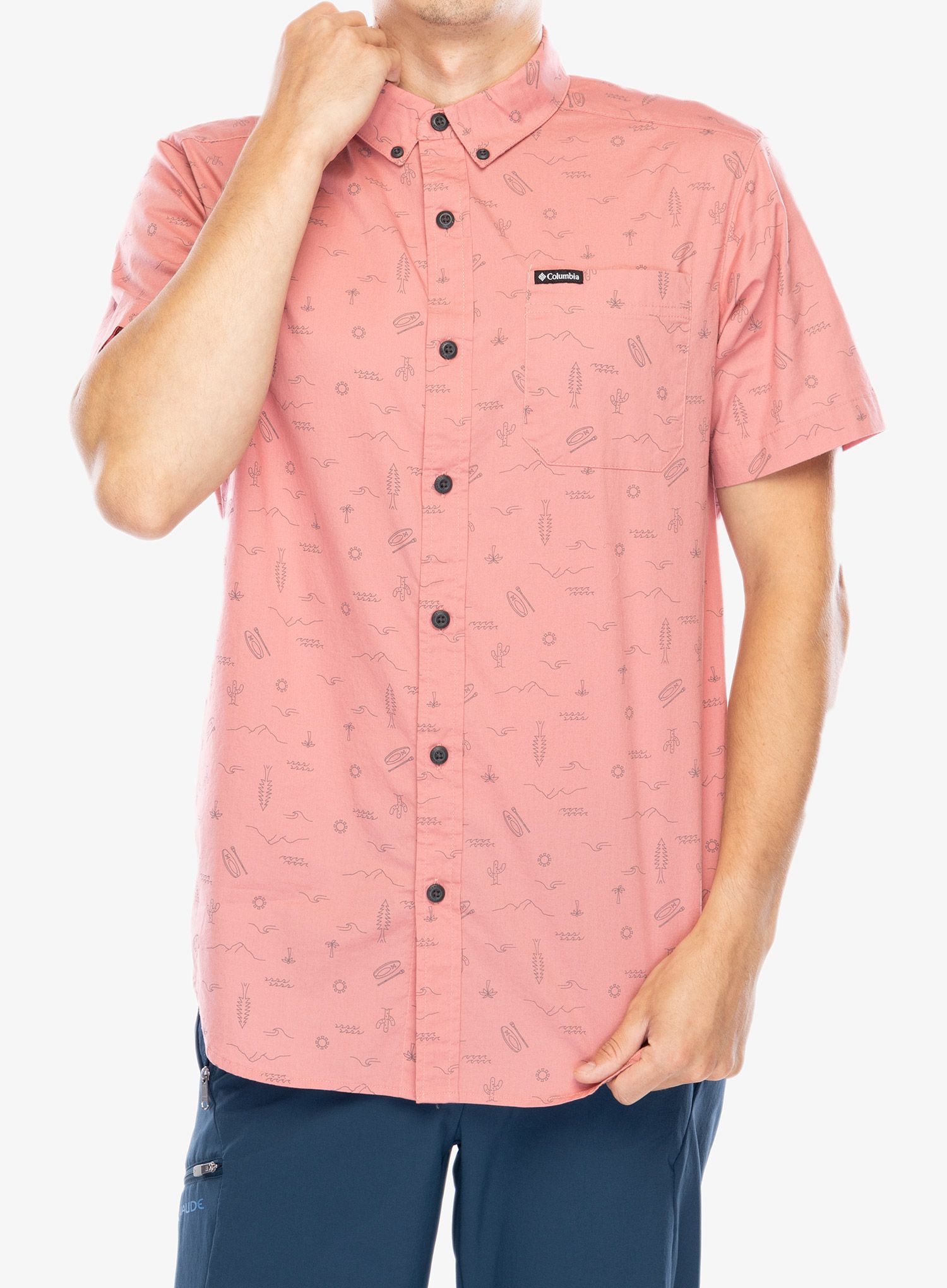 Turistická košile Columbia Rapid Rivers Printed Short Sleeve Shirt - pink agave explorer