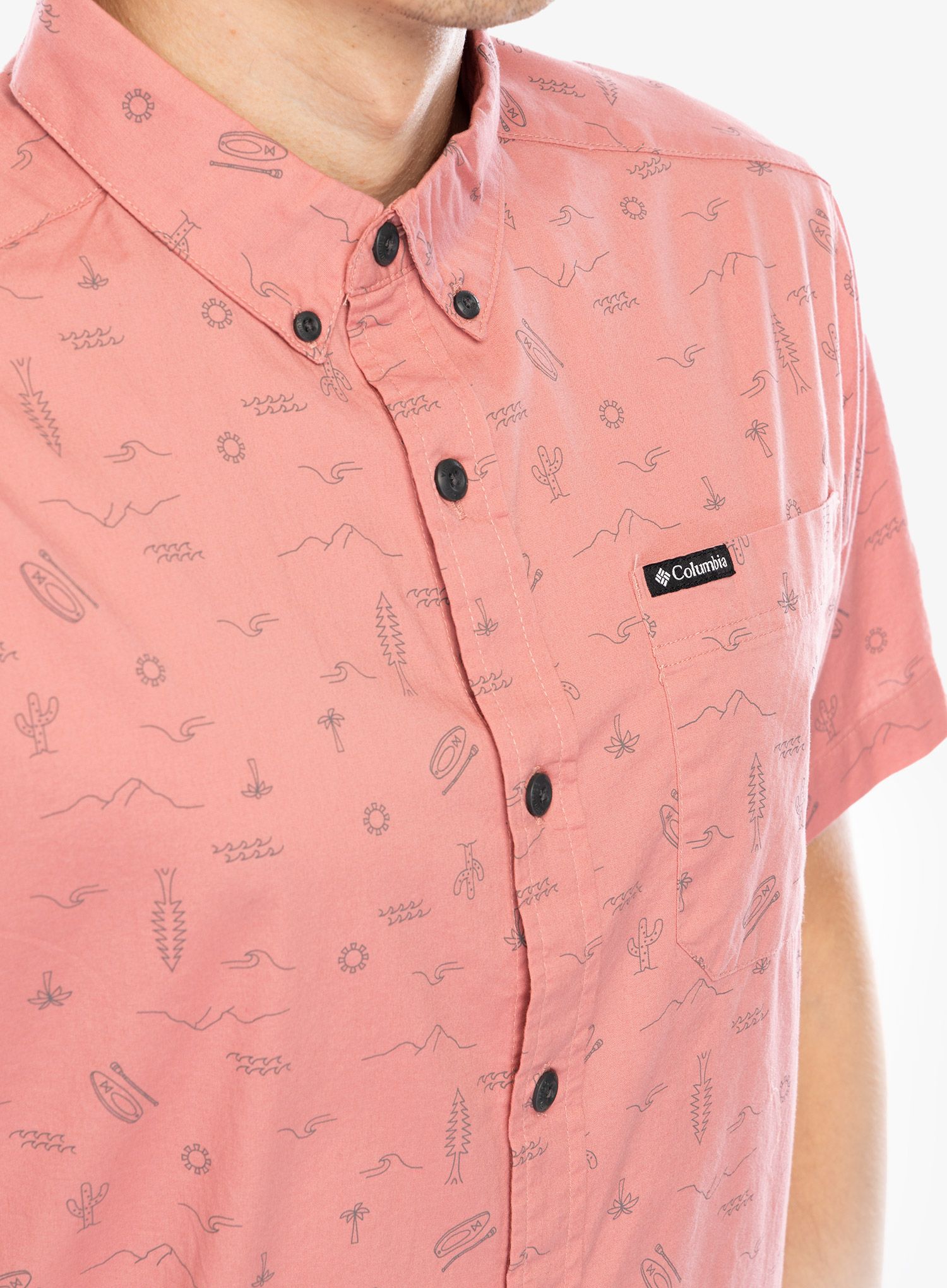 Turistická košile Columbia Rapid Rivers Printed Short Sleeve Shirt - pink agave explorer