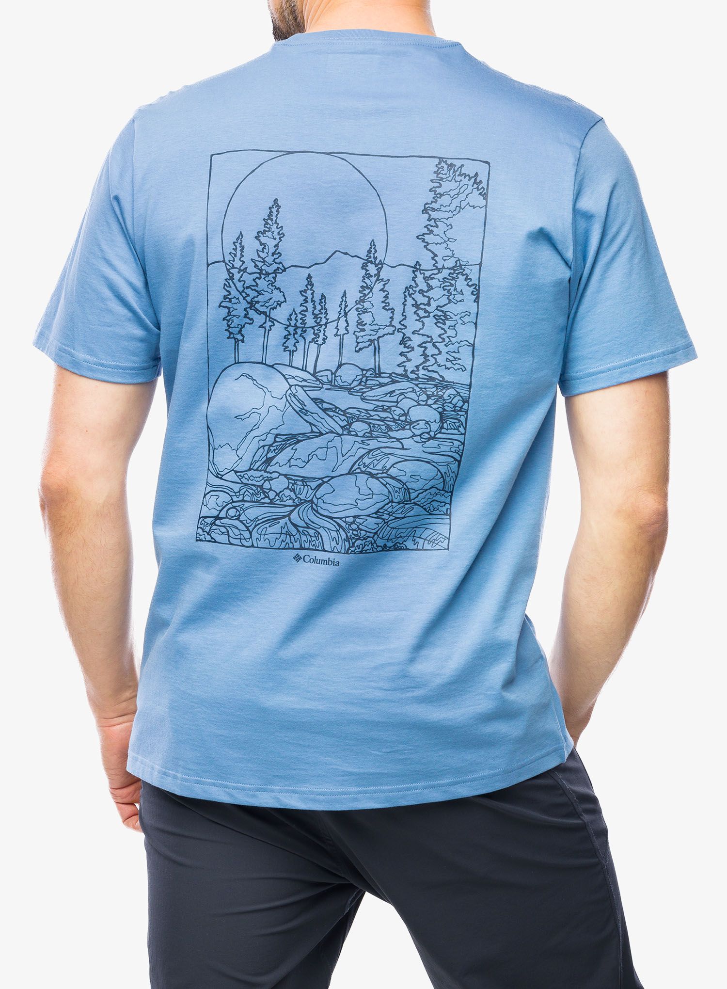 Tričko s potiskem Columbia Rockaway River Back Graphic S/S Tee - skyler/rocky road