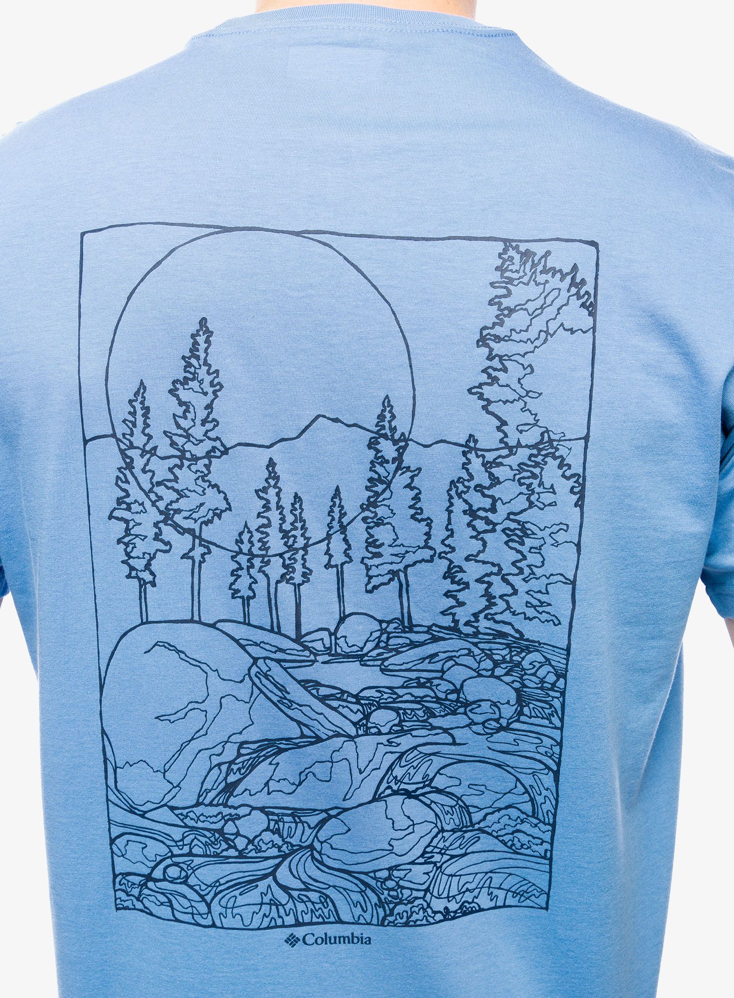 Tričko s potiskem Columbia Rockaway River Back Graphic S/S Tee - skyler/rocky road