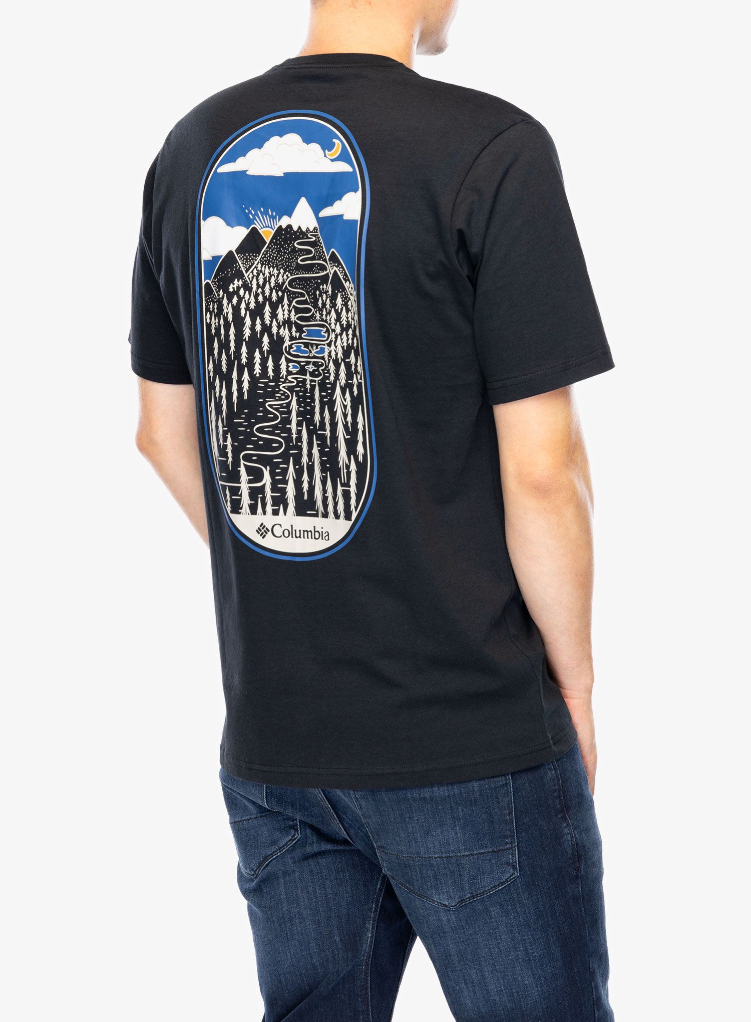Bavlněné tričko Columbia Rockaway River Graphic SS Tee - black/winding wonder