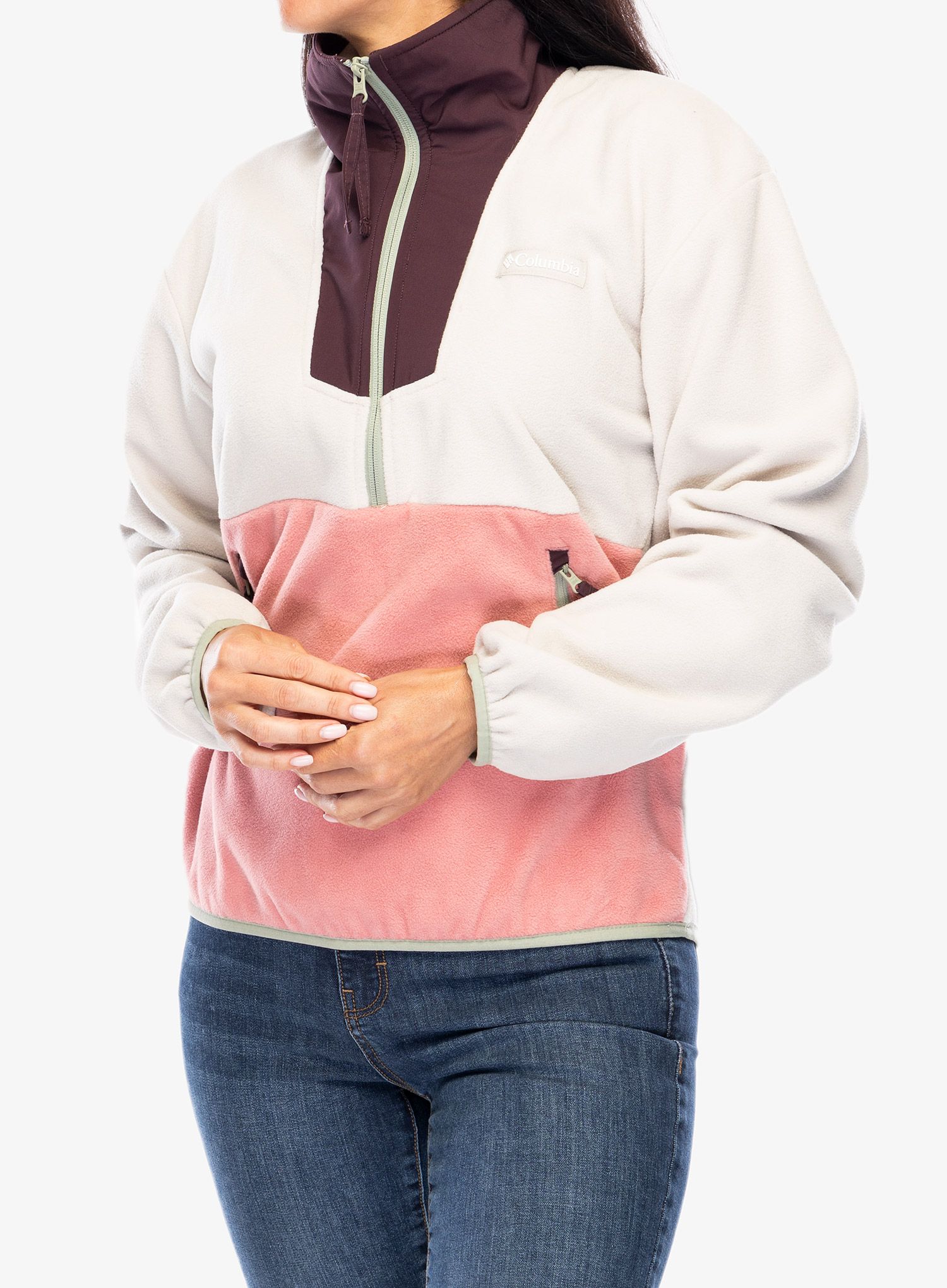 Dámská mikina Columbia Sequoia Grove Half Zip Fleece - dark stone/pink agave