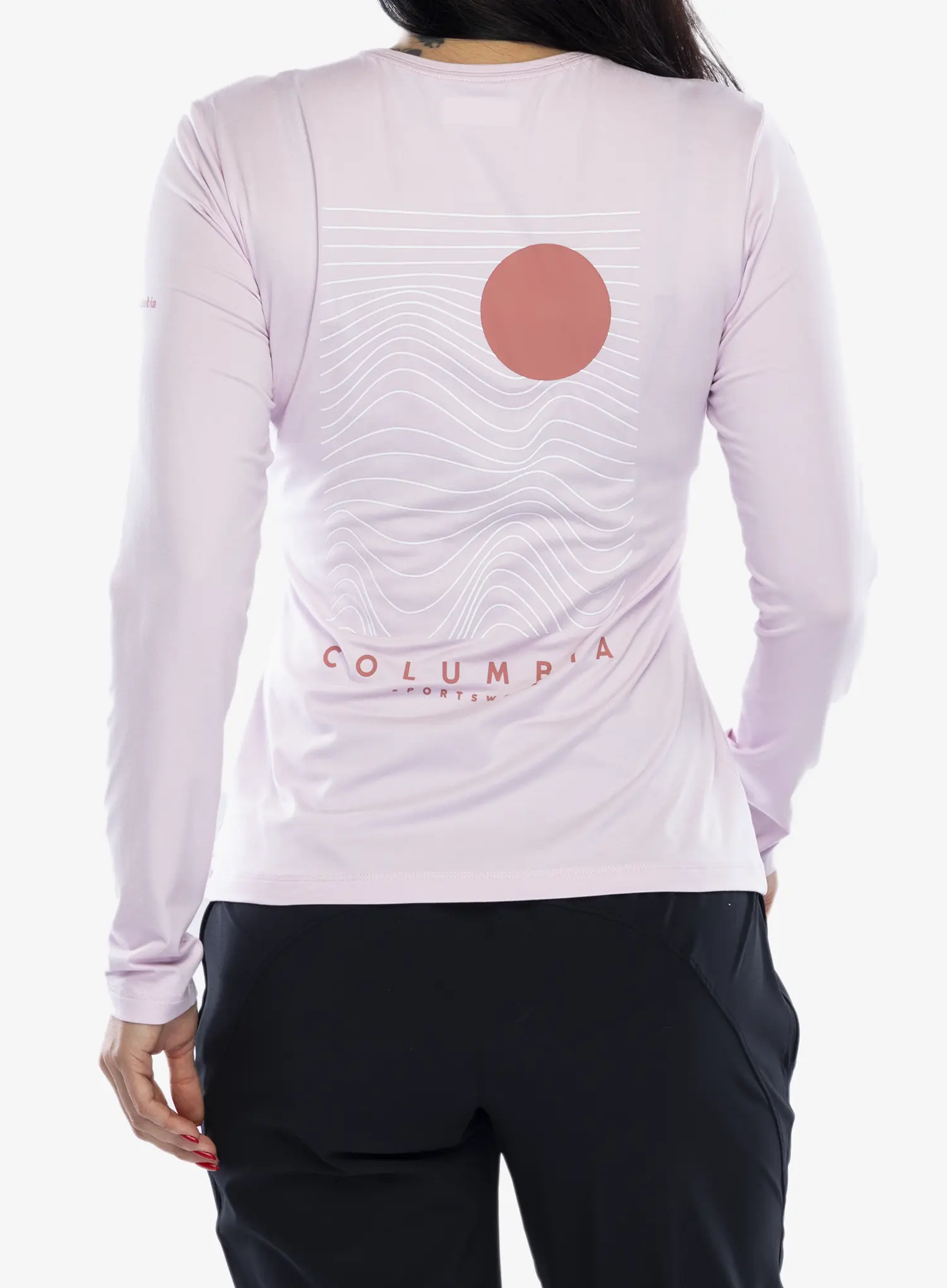 Dámská mikina Columbia Sloan Ridge Graphic L/S - pink dawn heather/linear drift