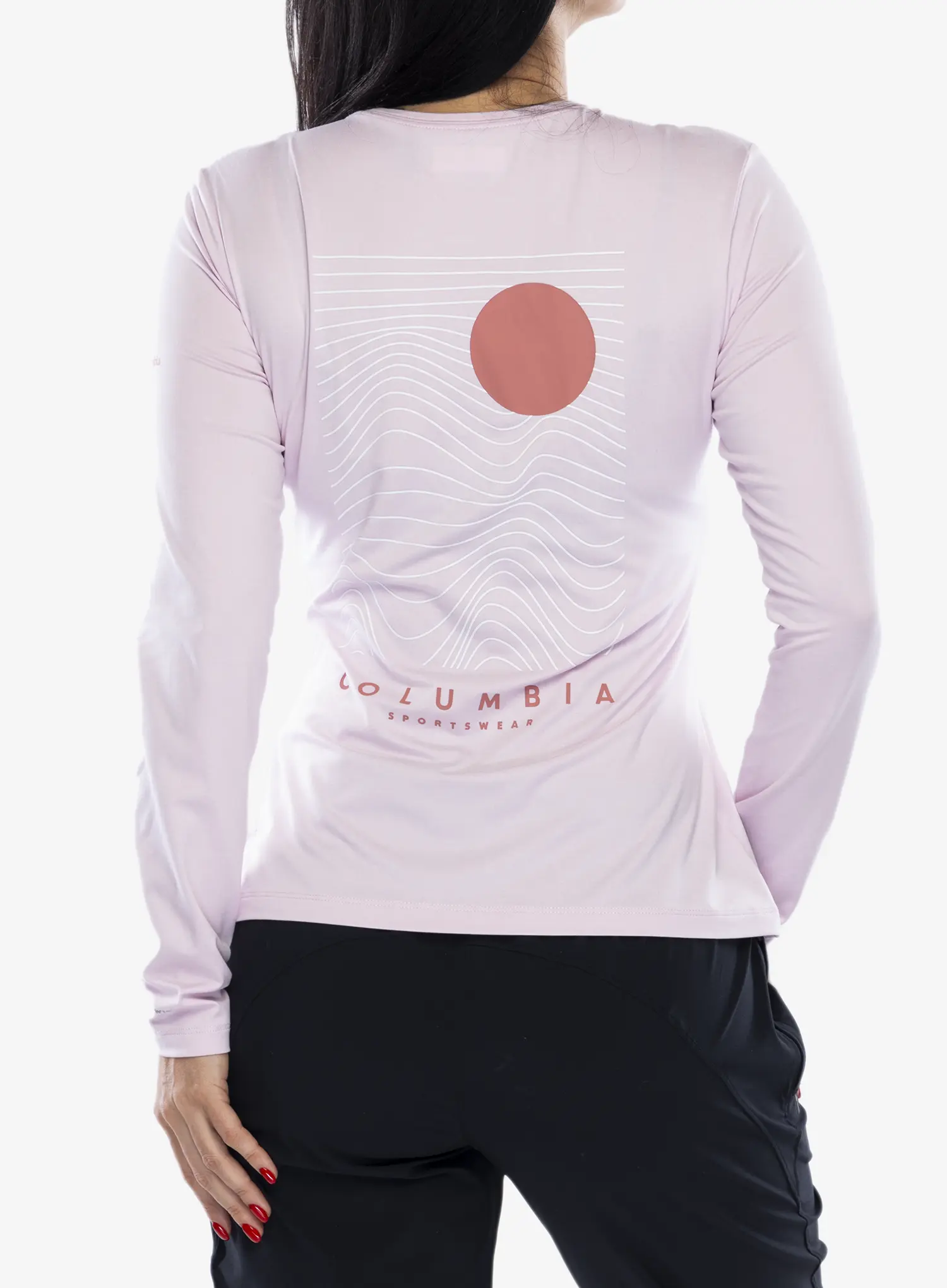 Dámská mikina Columbia Sloan Ridge Graphic L/S - pink dawn heather/linear drift