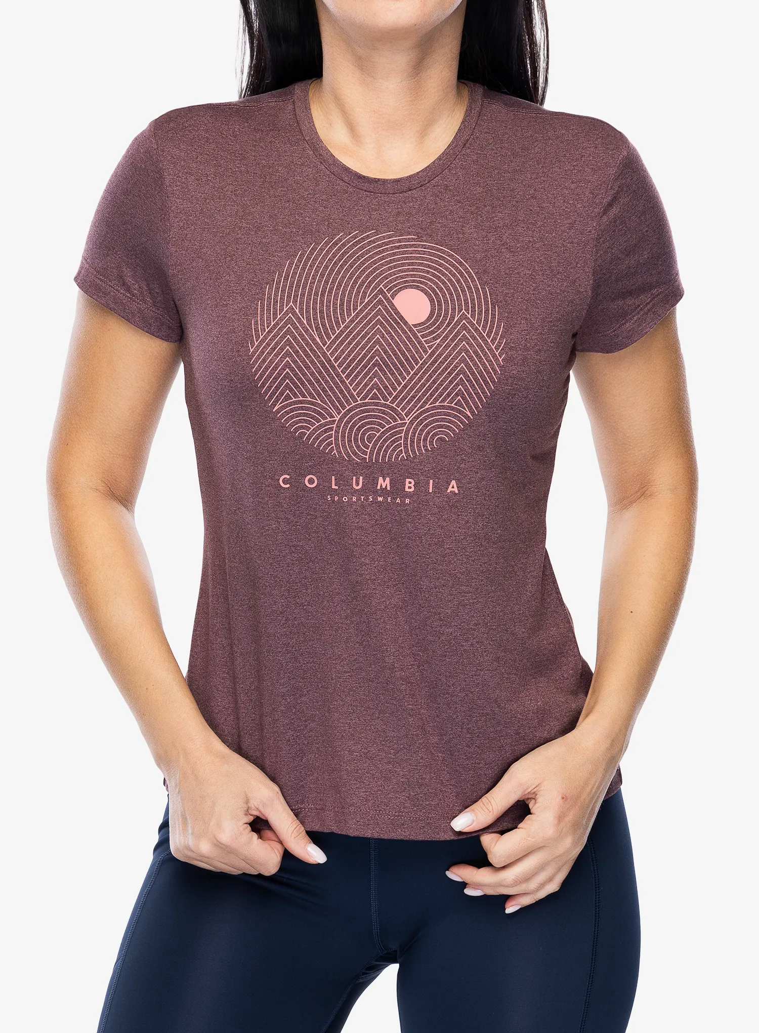 Dámské tričko Columbia Sloan Ridge Graphic S/S Tee - moonvista heather/linear land