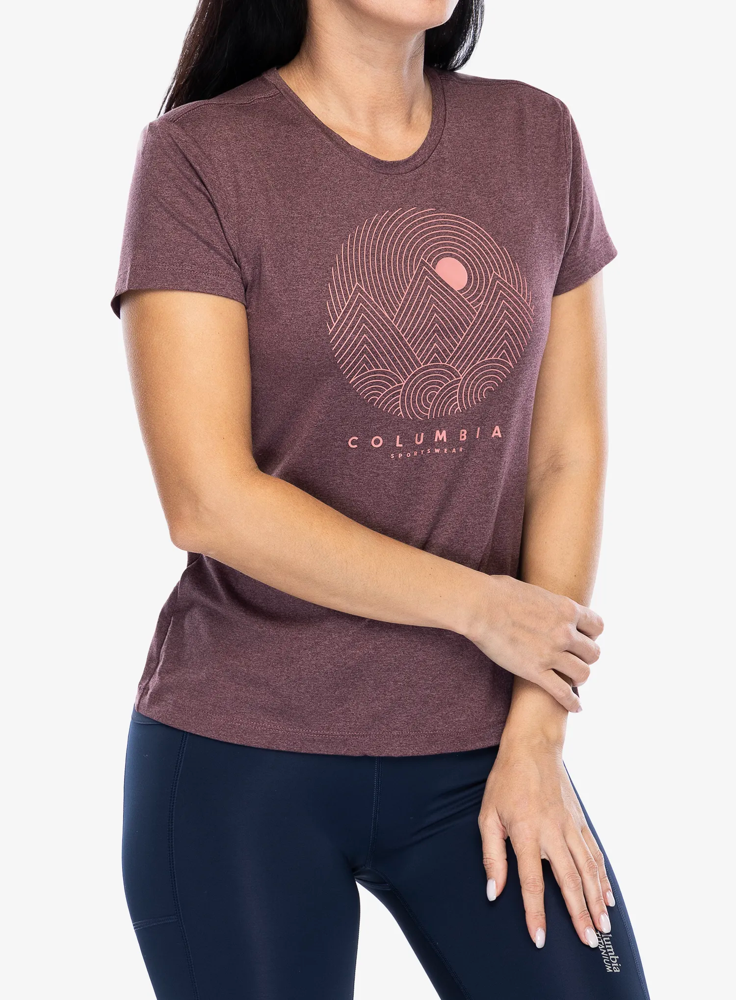 Dámské tričko Columbia Sloan Ridge Graphic S/S Tee - moonvista heather/linear land