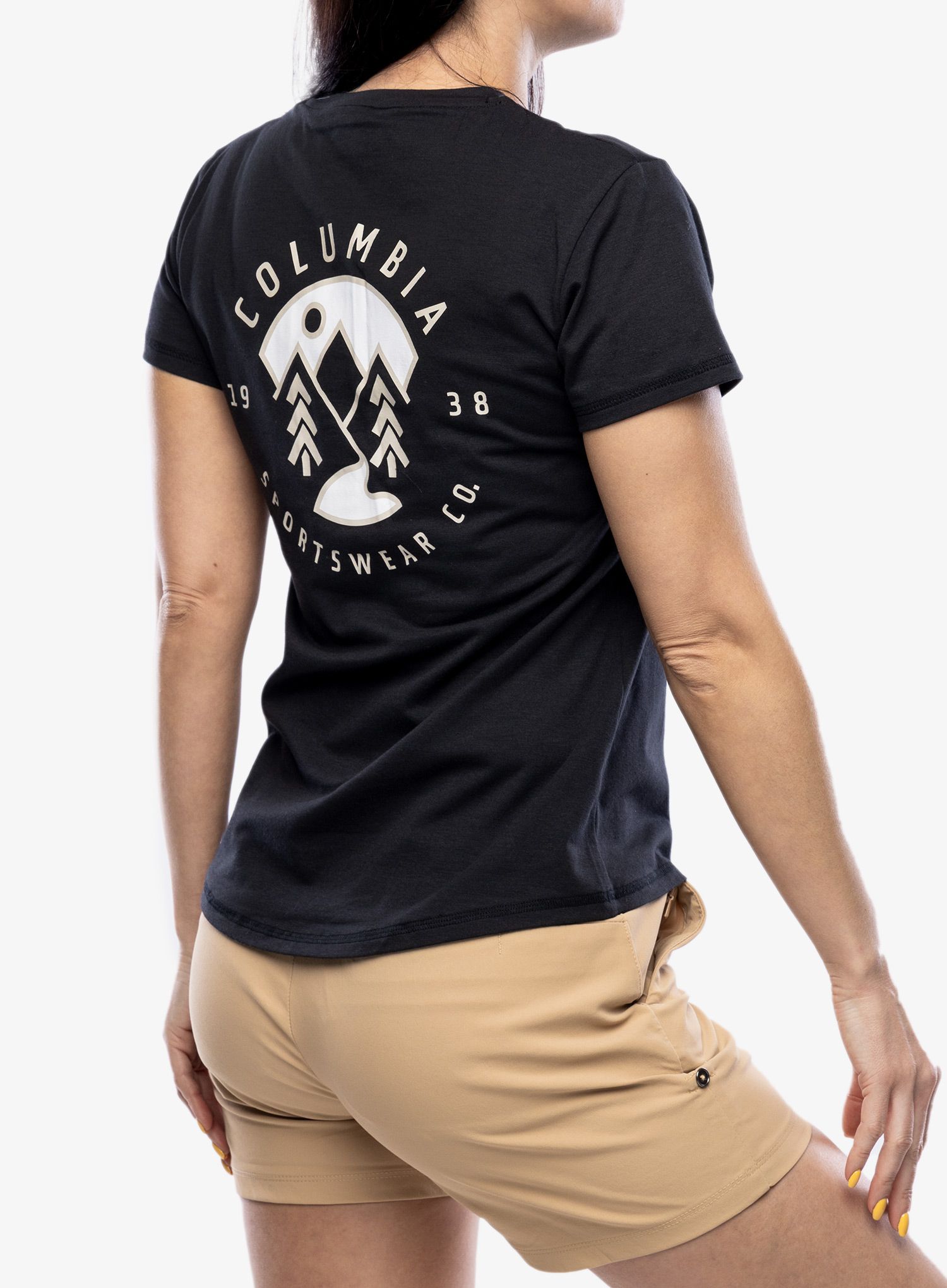 Dámské tričko s potiskem Columbia Sun Trek S/S Graphic Tee - black/naturally boundless