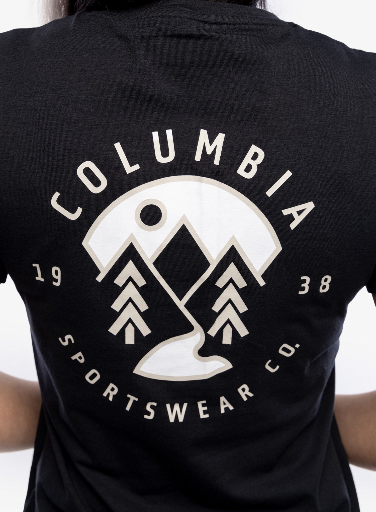 Dámské tričko s potiskem Columbia Sun Trek S/S Graphic Tee - black/naturally boundless