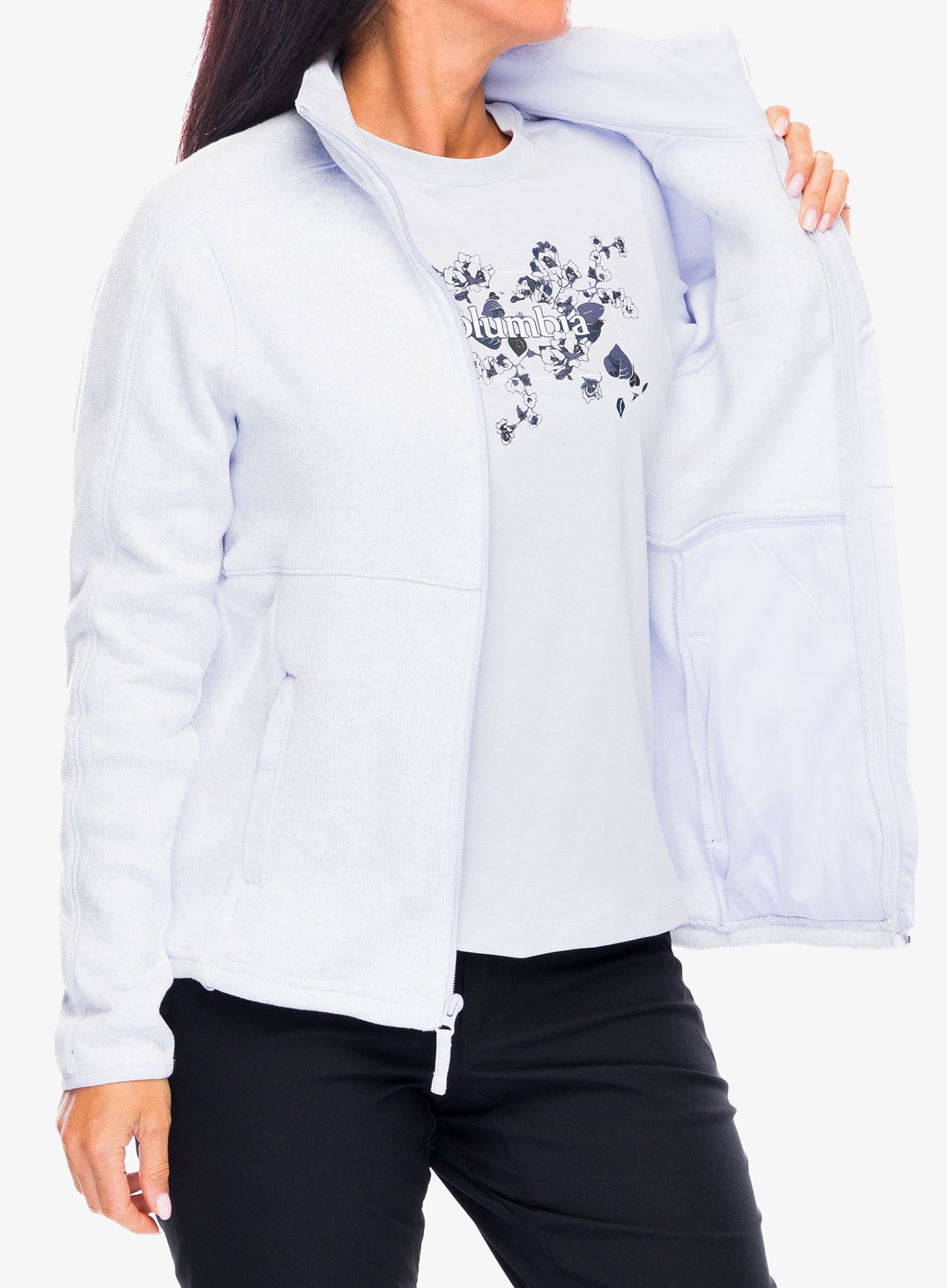Fleece mikina dámská Columbia Sweater Weather Full Zip II - snowdrift/blue hint heather