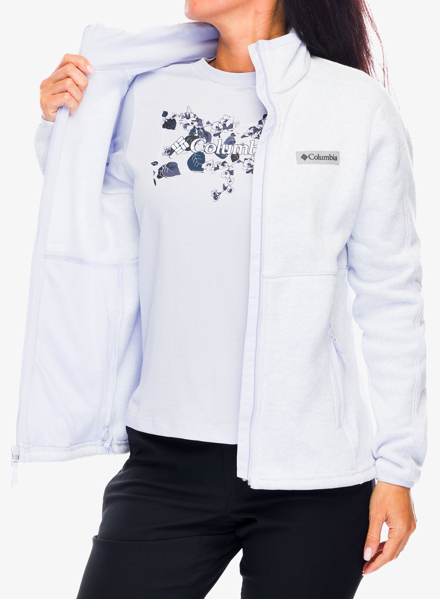 Fleece mikina dámská Columbia Sweater Weather Full Zip II - snowdrift/blue hint heather