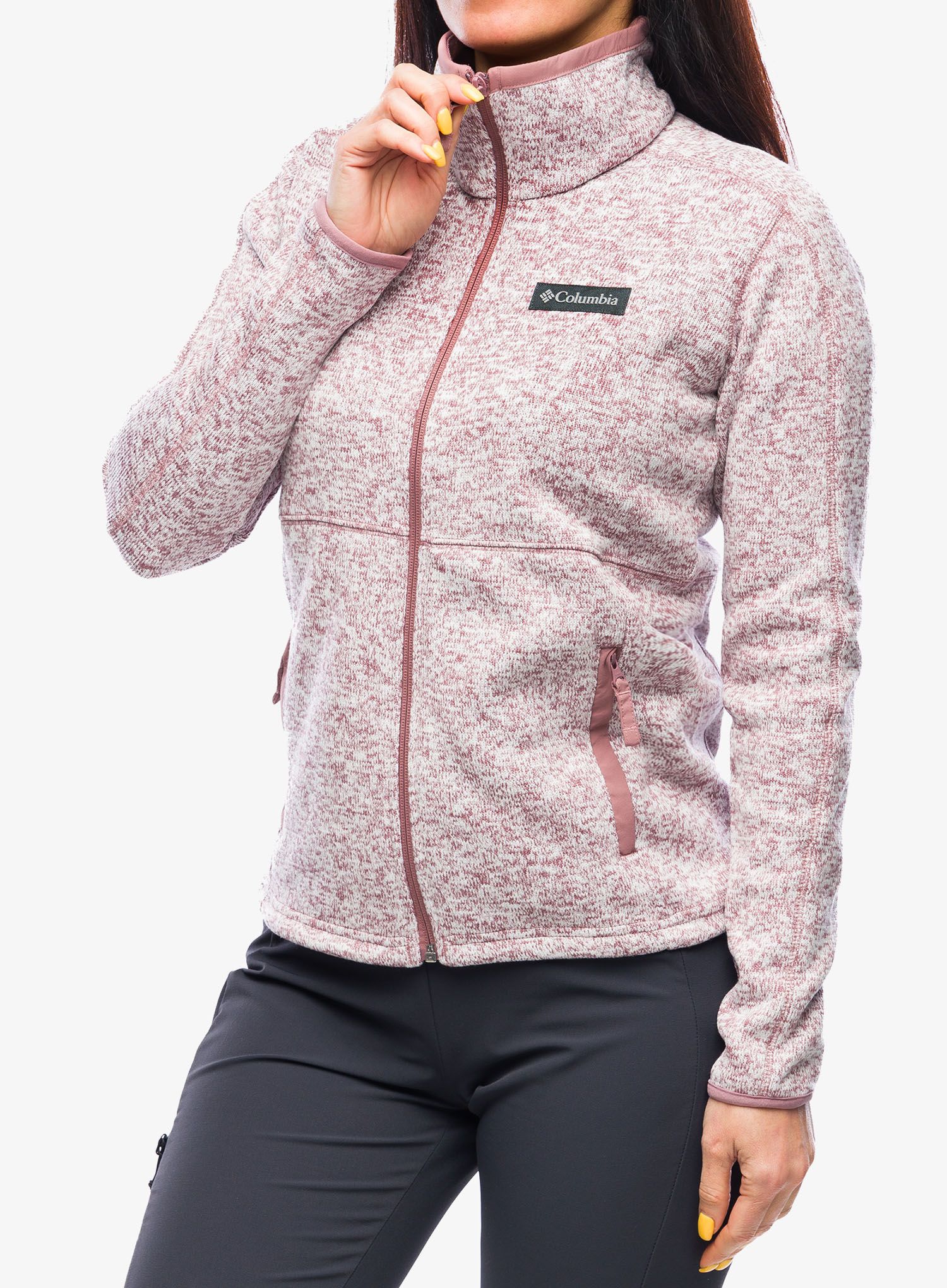 Fleece mikina dámská Columbia Sweater Weather Full Zip - fig heather/fig