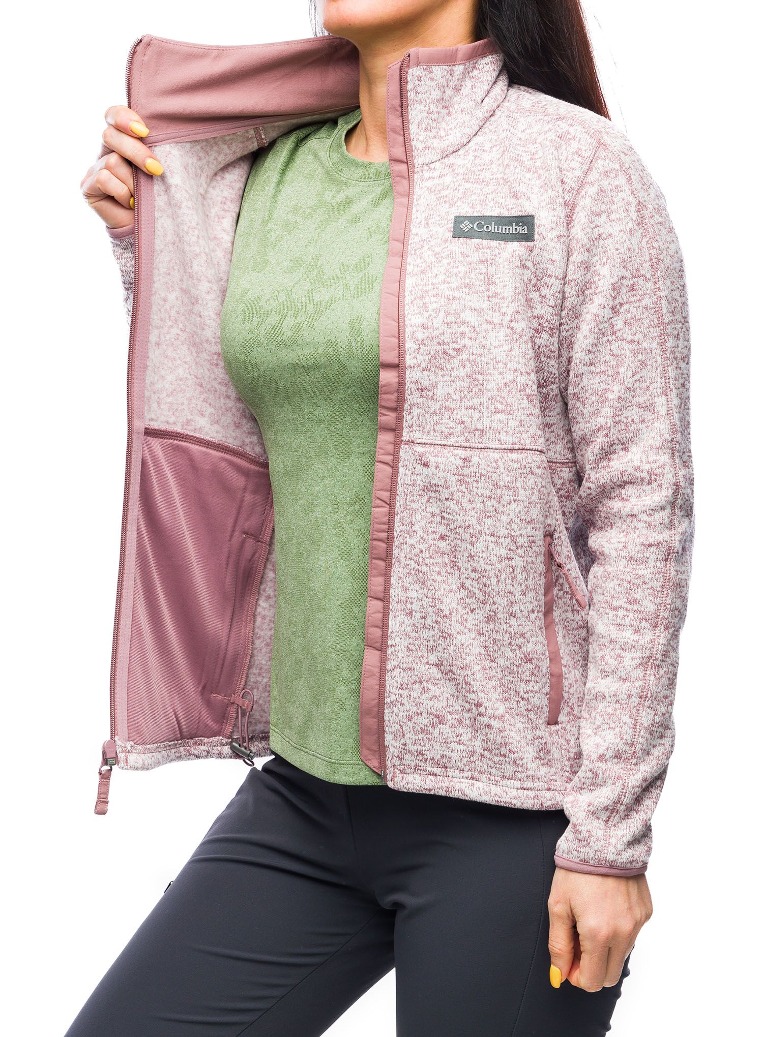 Fleece mikina dámská Columbia Sweater Weather Full Zip - fig heather/fig