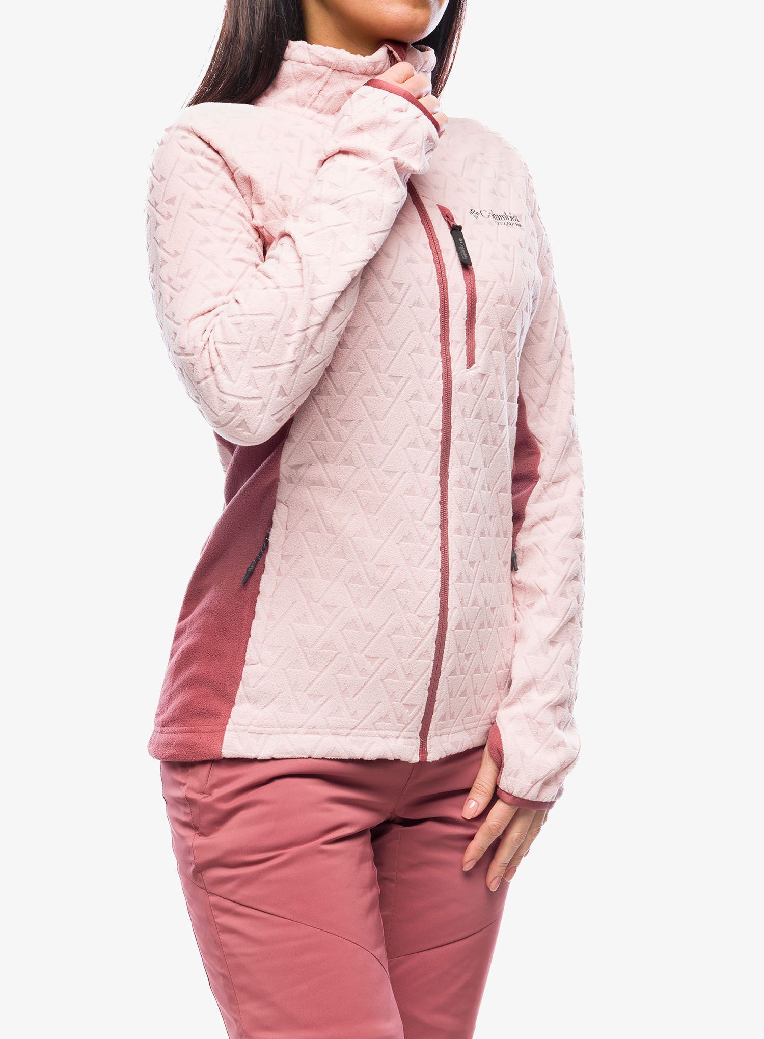 Fleece mikina dámská Columbia Titan Pass 3.0 Full Zip Fleece - dusty pink