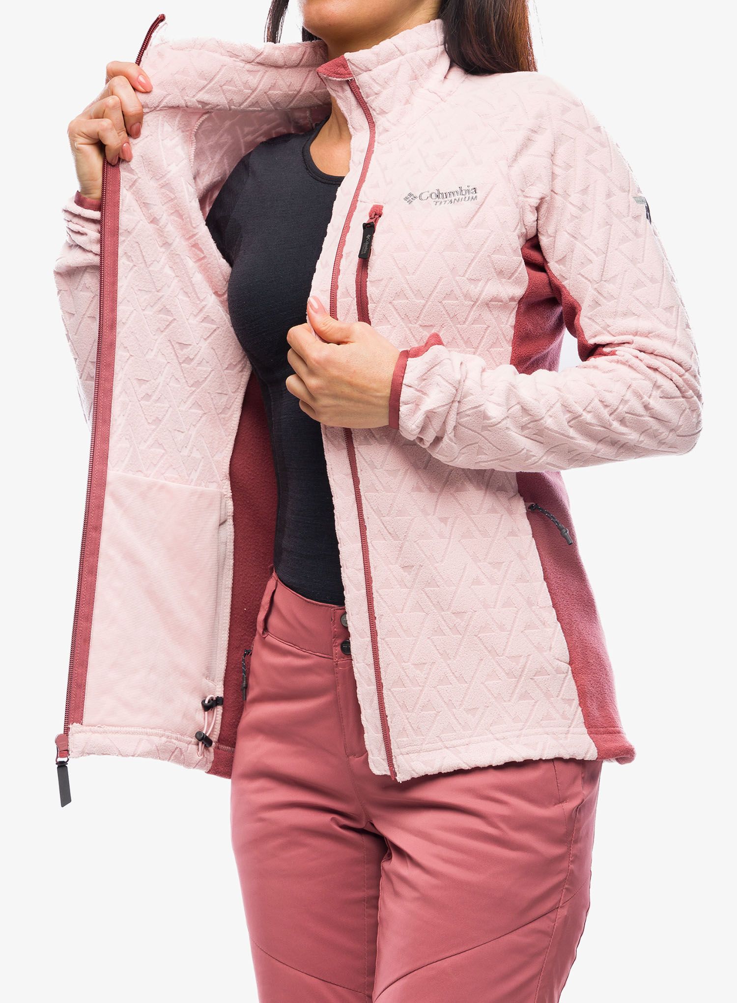 Fleece mikina dámská Columbia Titan Pass 3.0 Full Zip Fleece - dusty pink