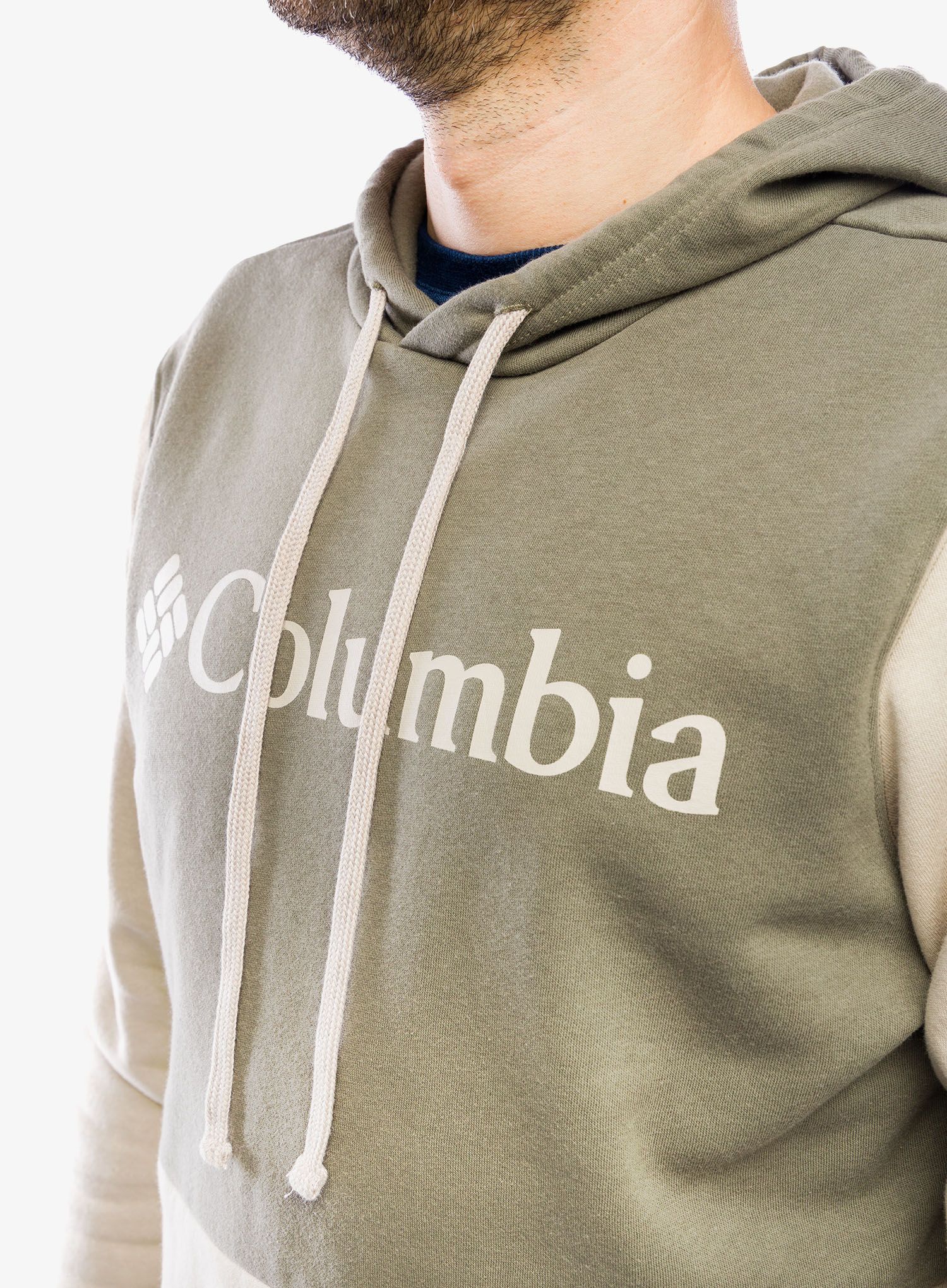 Pánská mikina Columbia Trek Colorblock Hoodie - ancient fossil/stone green