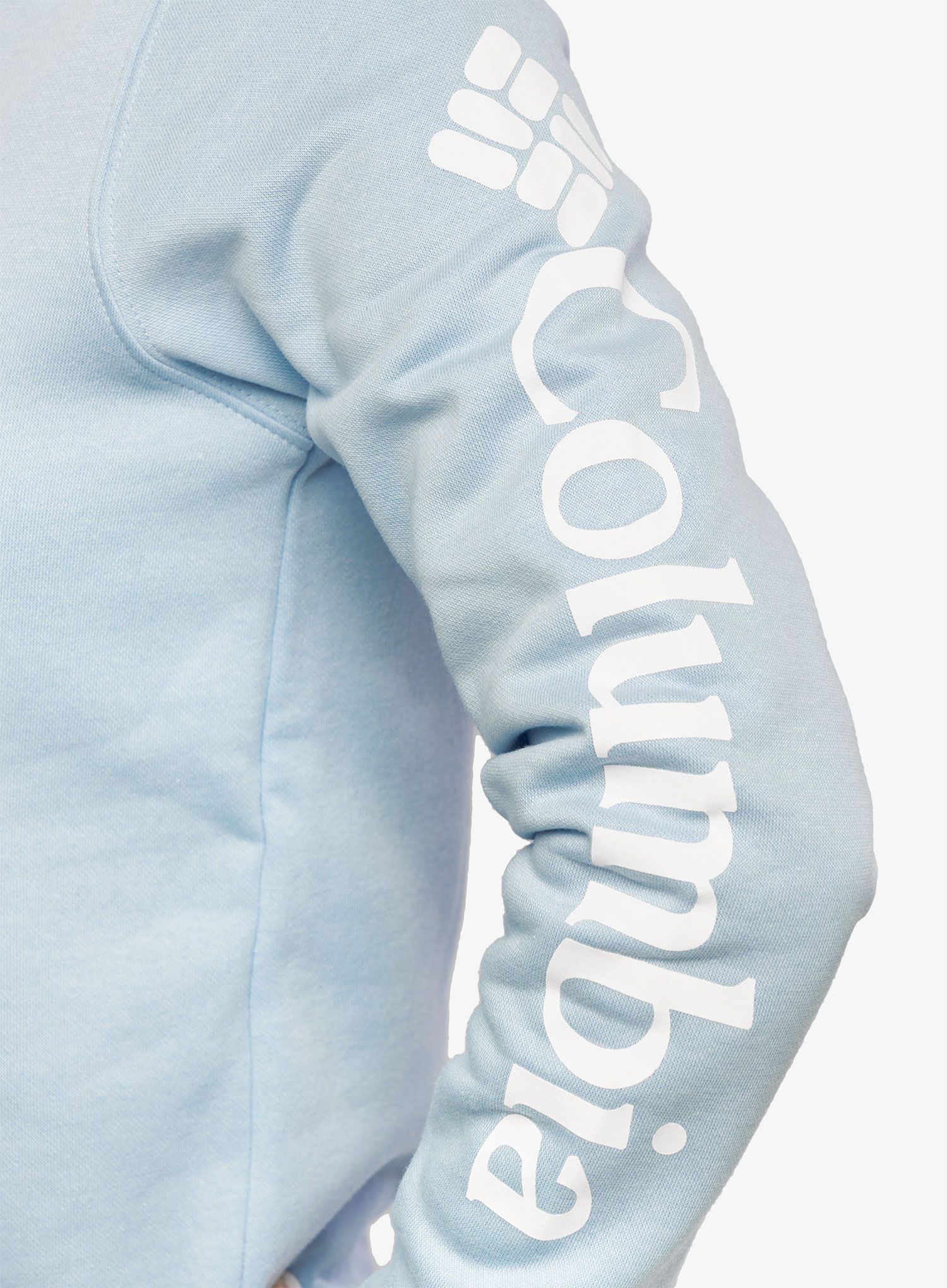 Dámská mikina s kapucí Columbia Trek Graphic Hoodie - spring blue/white logo