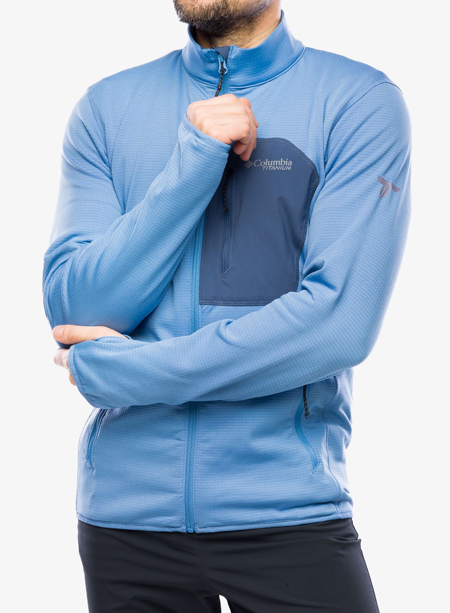 Mikina bez kapuce Columbia Triple Canyon Grid Fleece Full Zip - skyler/dark mountain