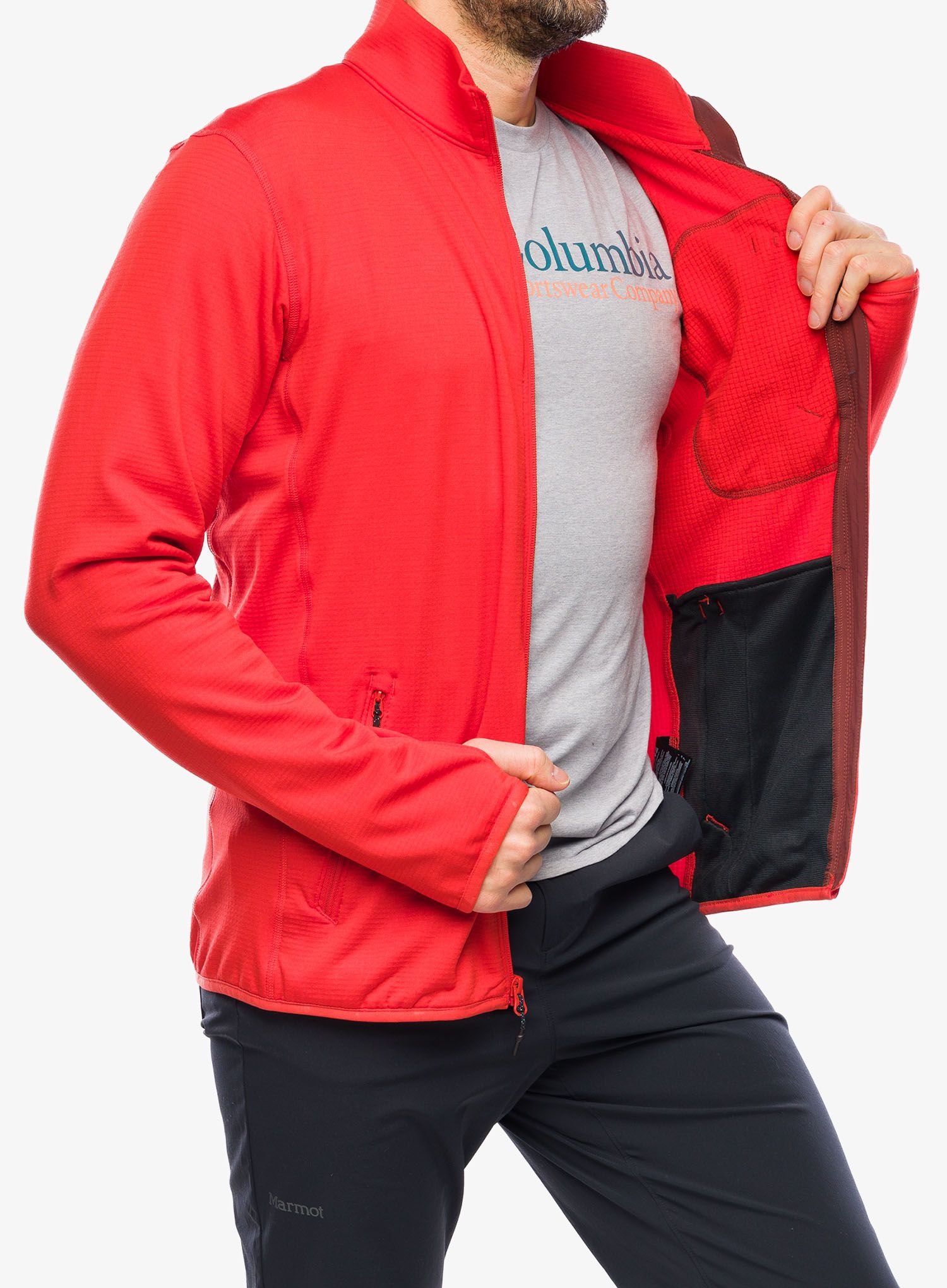 Fleece mikina Columbia Triple Canyon Grid Fleece Full Zip - spicy/spice