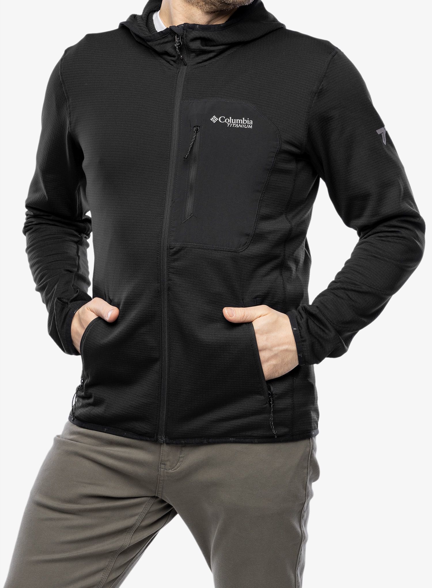Mikina s kapucí Columbia Triple Canyon Grid Fleece Hooded FZ - black/black