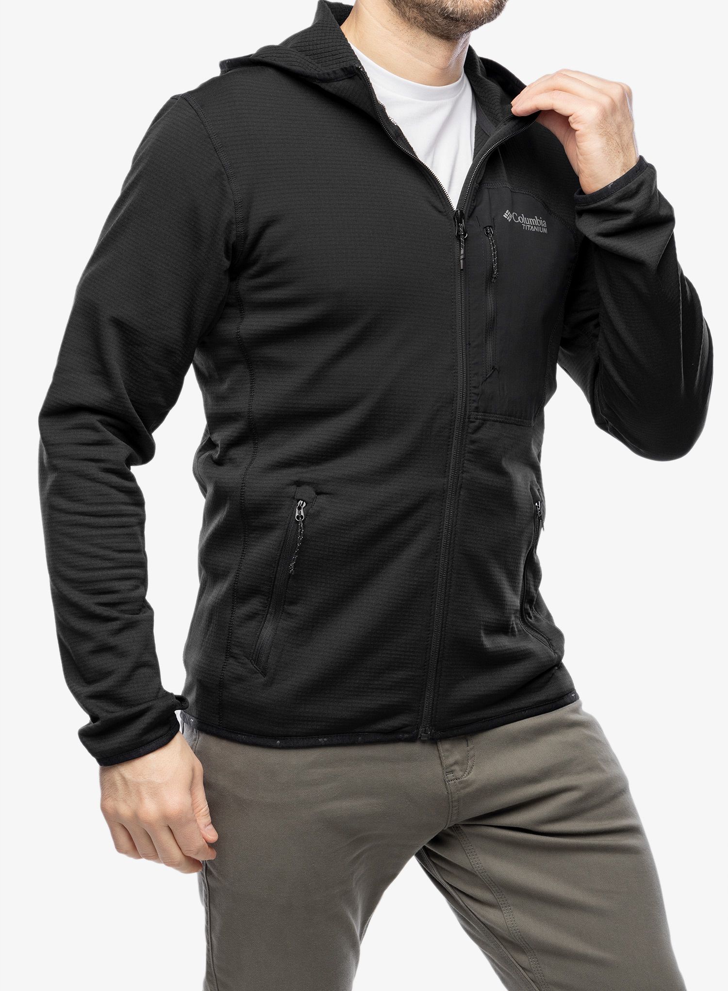 Mikina s kapucí Columbia Triple Canyon Grid Fleece Hooded FZ - black/black