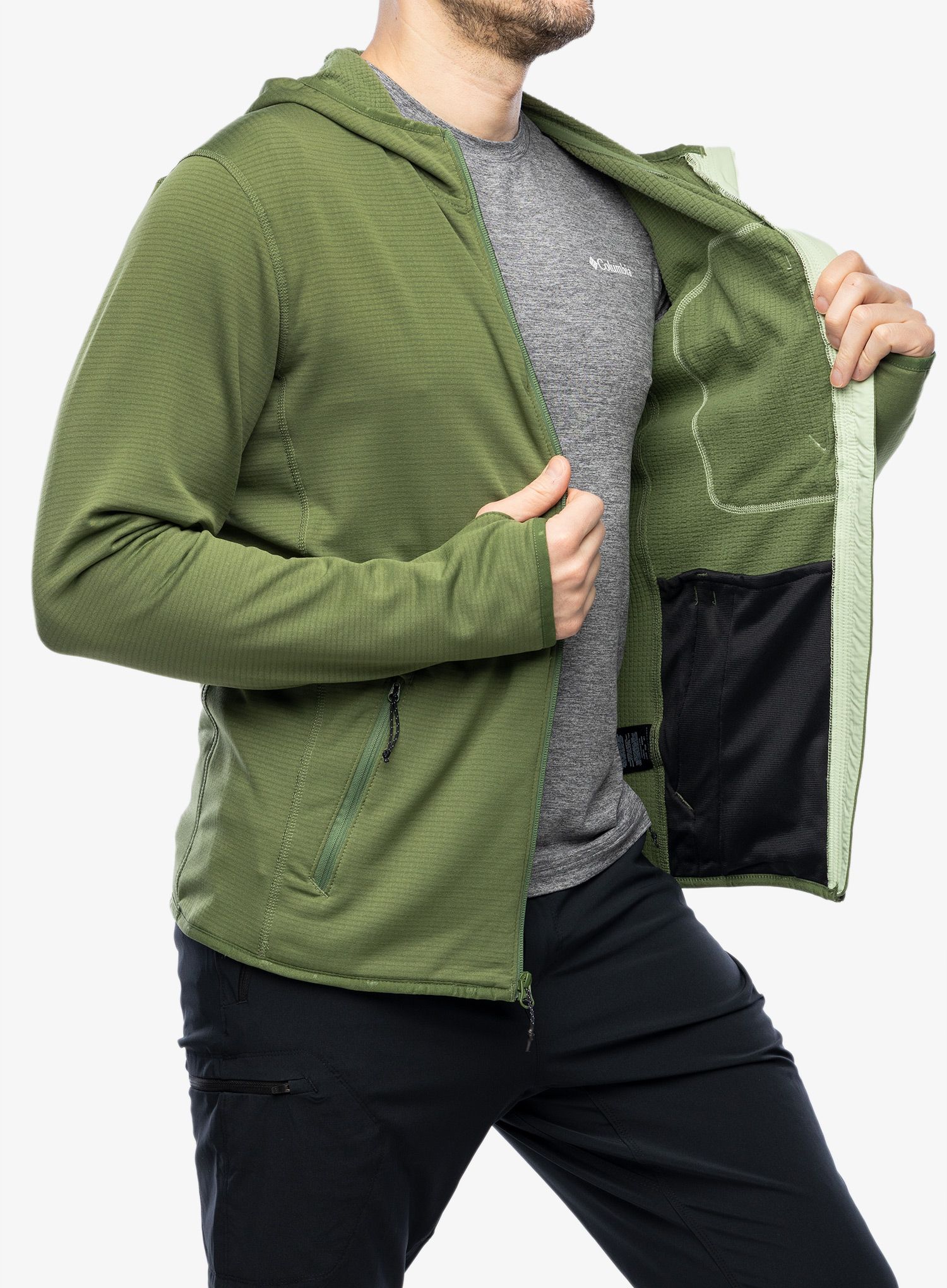Rozepínací mikina Columbia Triple Canyon Grid Fleece Hooded FZ - canteen/sage leaf