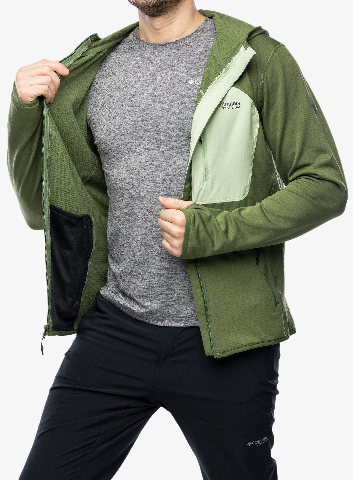Rozepínací mikina Columbia Triple Canyon Grid Fleece Hooded FZ - canteen/sage leaf