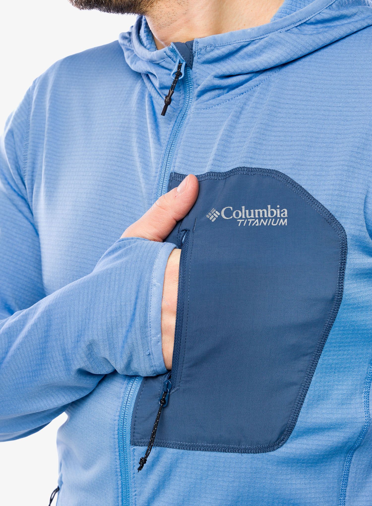 Mikina s kapucí Columbia Triple Canyon Grid Fleece Hooded FZ - skyler/dark mountain