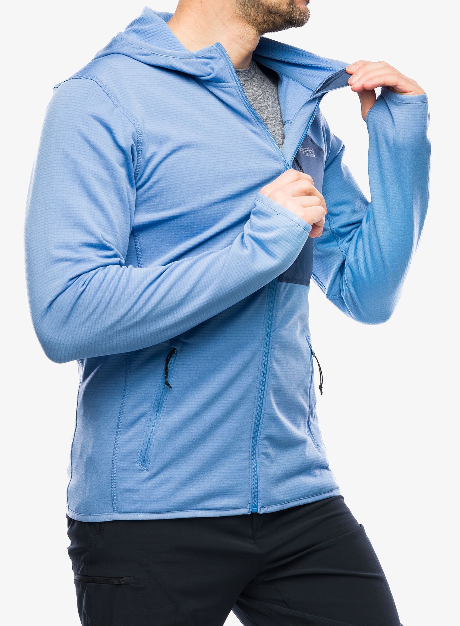 Mikina s kapucí Columbia Triple Canyon Grid Fleece Hooded FZ - skyler/dark mountain