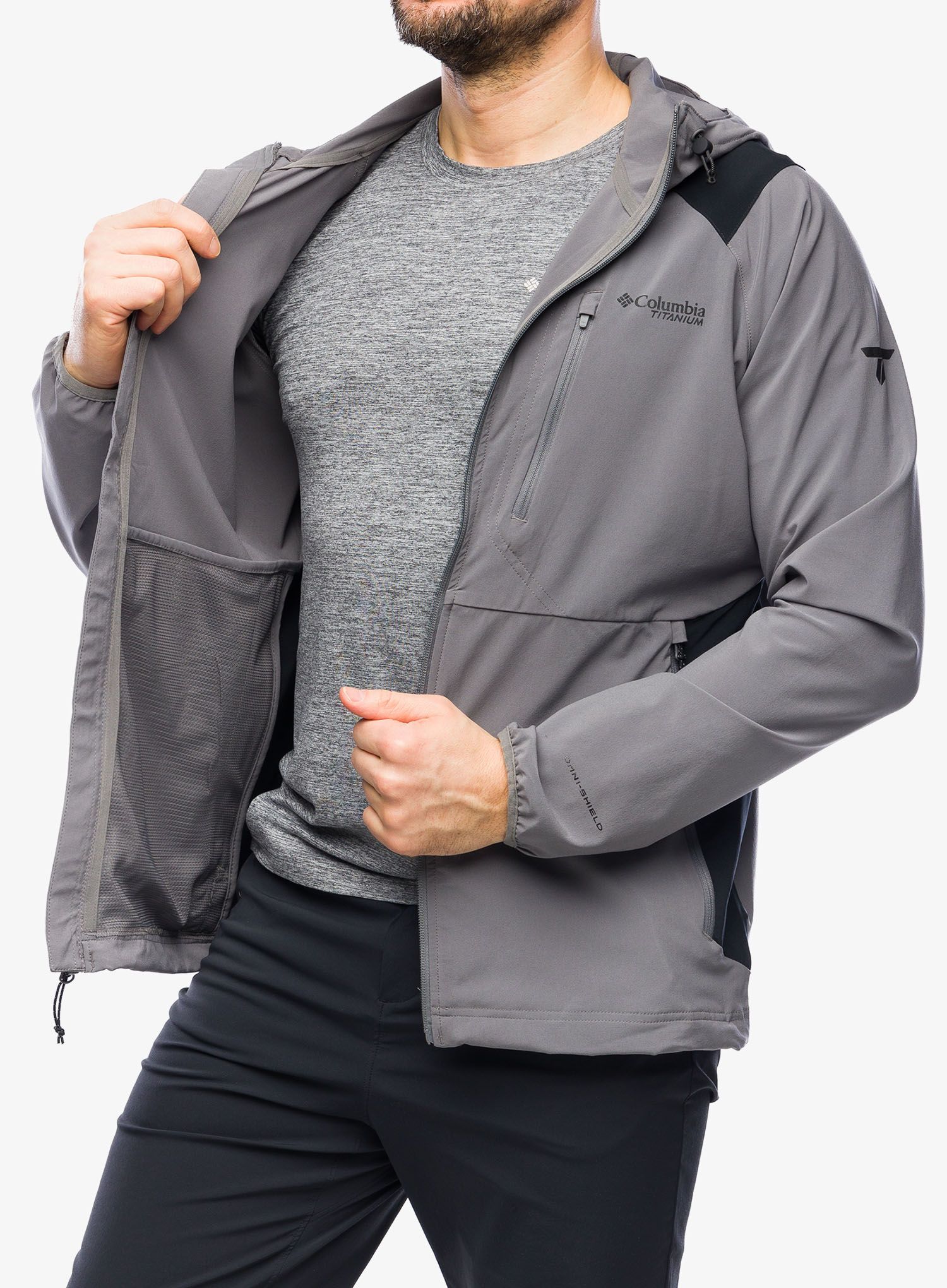 Softshellová bunda Columbia Triple Canyon Hooded Jacket - city grey