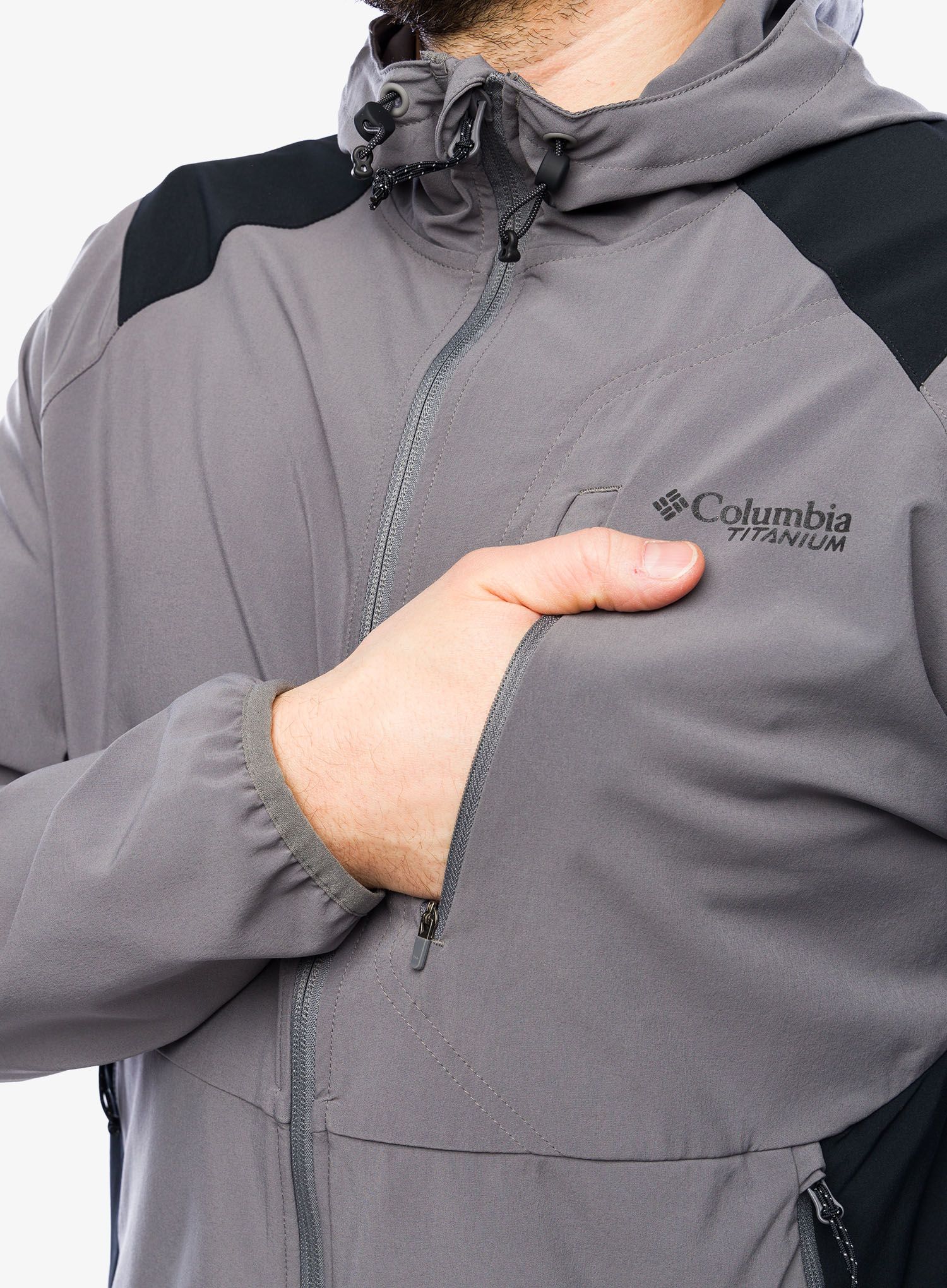 Softshellová bunda Columbia Triple Canyon Hooded Jacket - city grey
