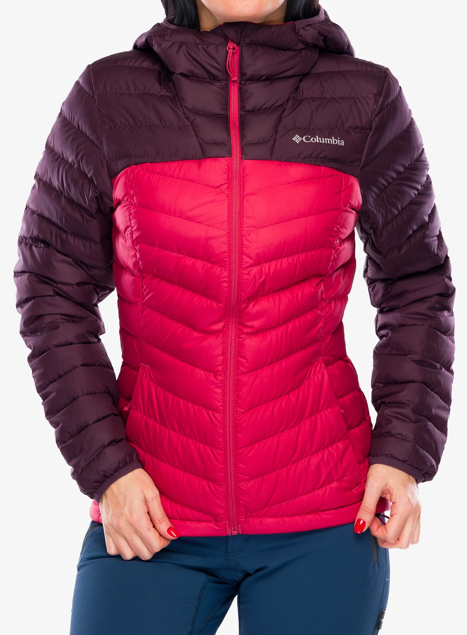 Dámská péřová bunda Columbia Westridge Hooded Down Jacket - moonvista/daredevil