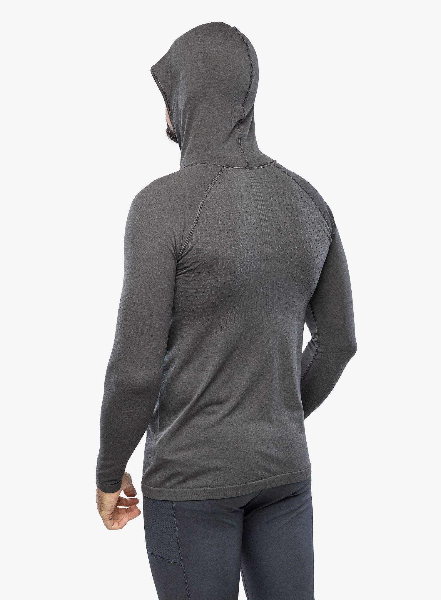 Mikina s kapucí Compressport 3D Thermo Seamless Hoodie Zip - black/magnet mosaic blue