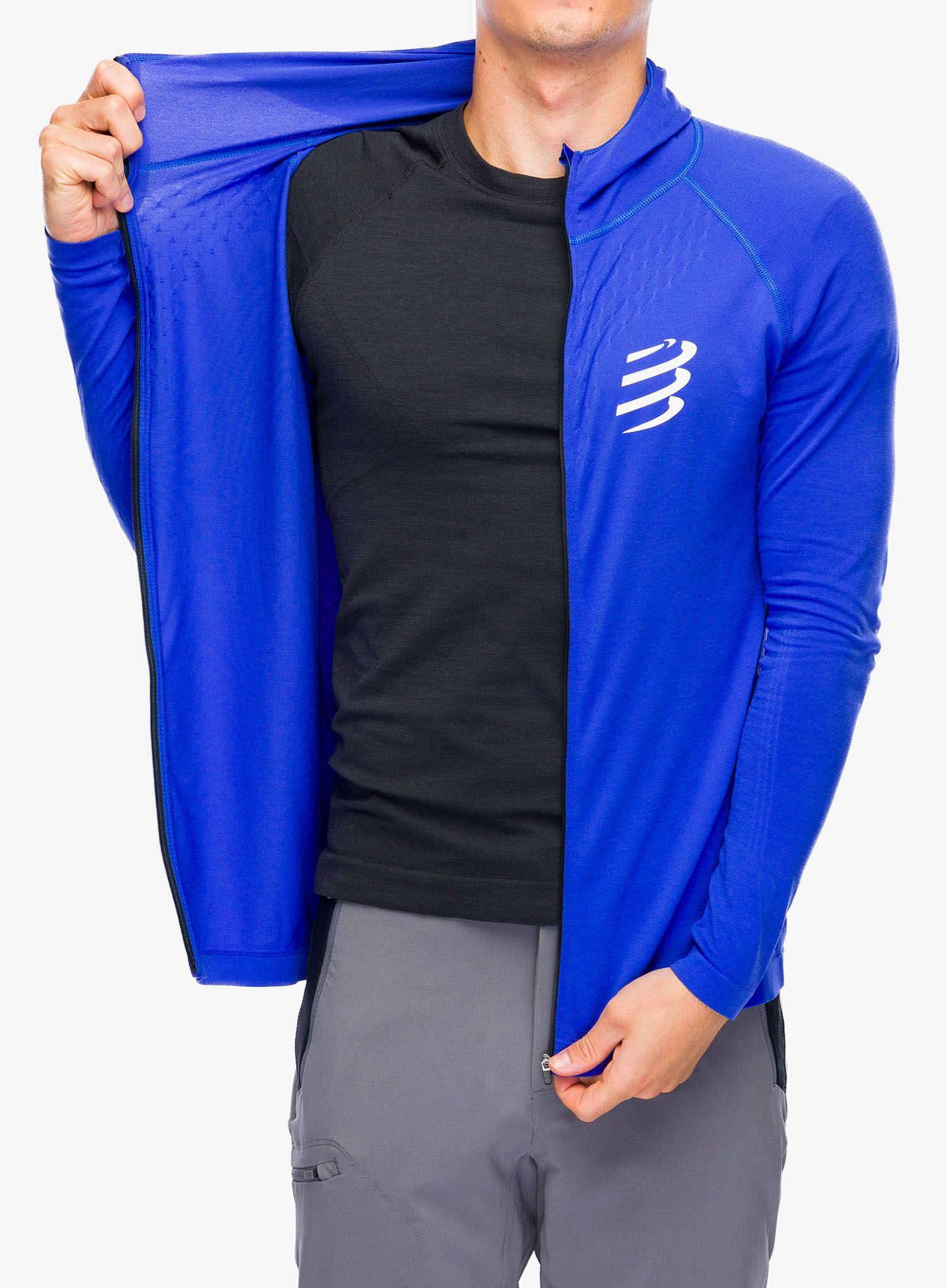 Mikina s kapucí Compressport 3D Thermo Seamless Hoodie Zip - dazz blue