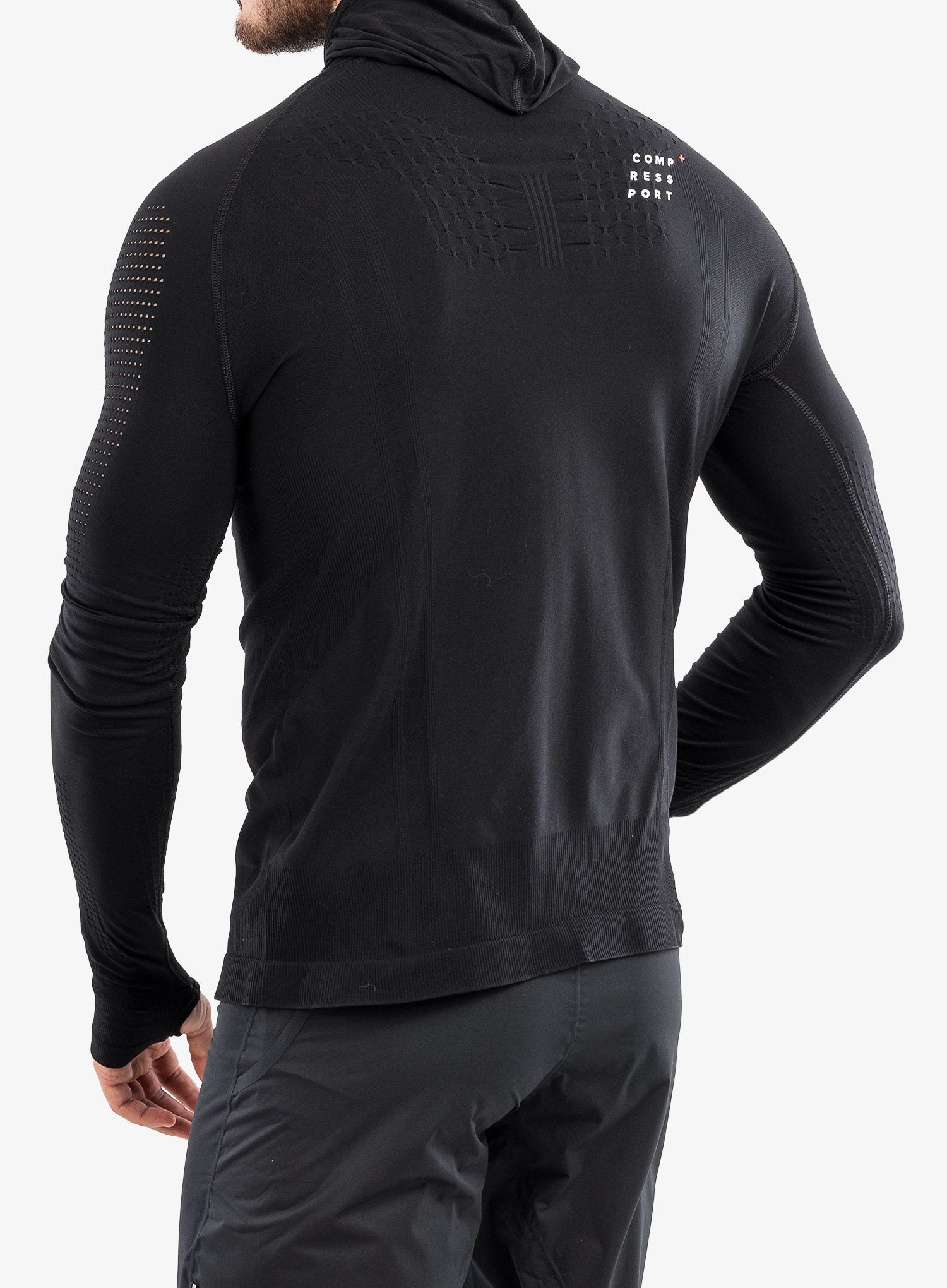 Pánská mikina Compressport 3D Thermo UltraLight Racing Hoodie - black