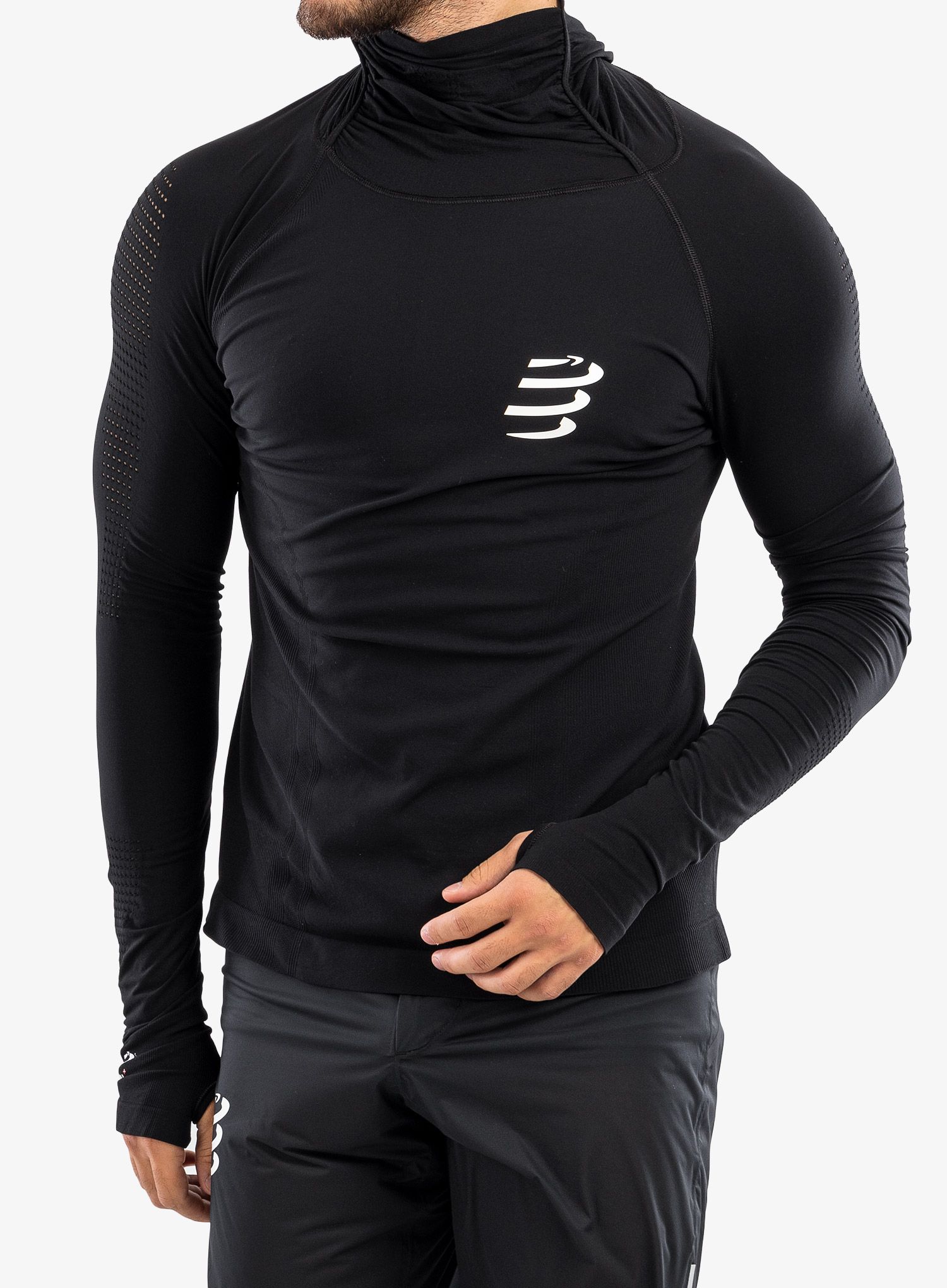 Pánská mikina Compressport 3D Thermo UltraLight Racing Hoodie - black