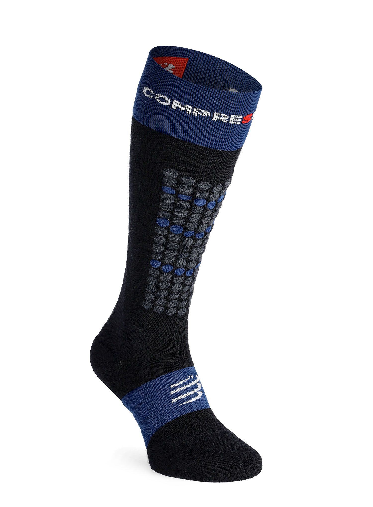 Lyžařské ponožky Compressport Alpine Ski Full Socks - black/estate blue