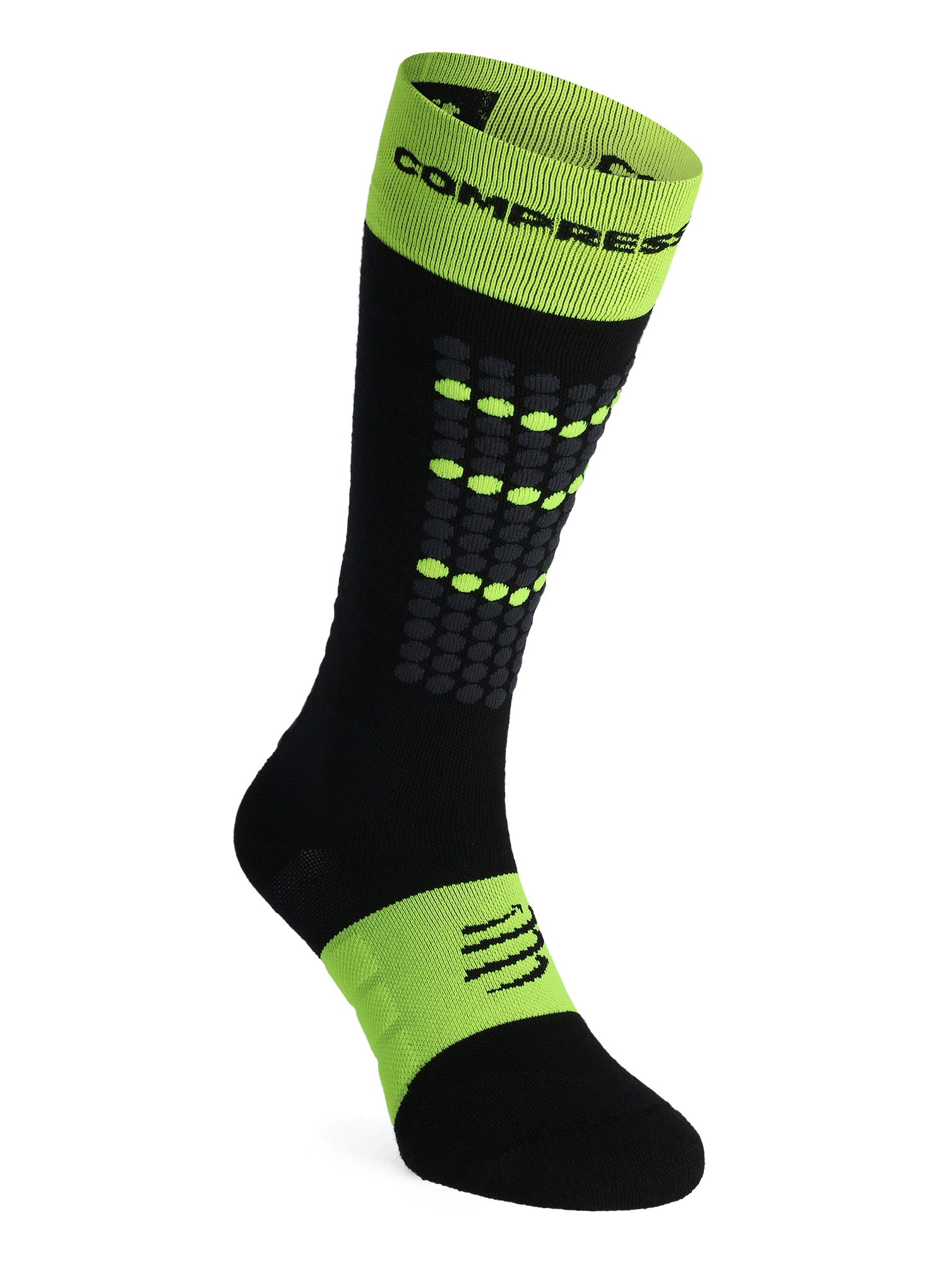 Lyžařské ponožky Compressport Alpine Ski Full Socks - black/safe yellow