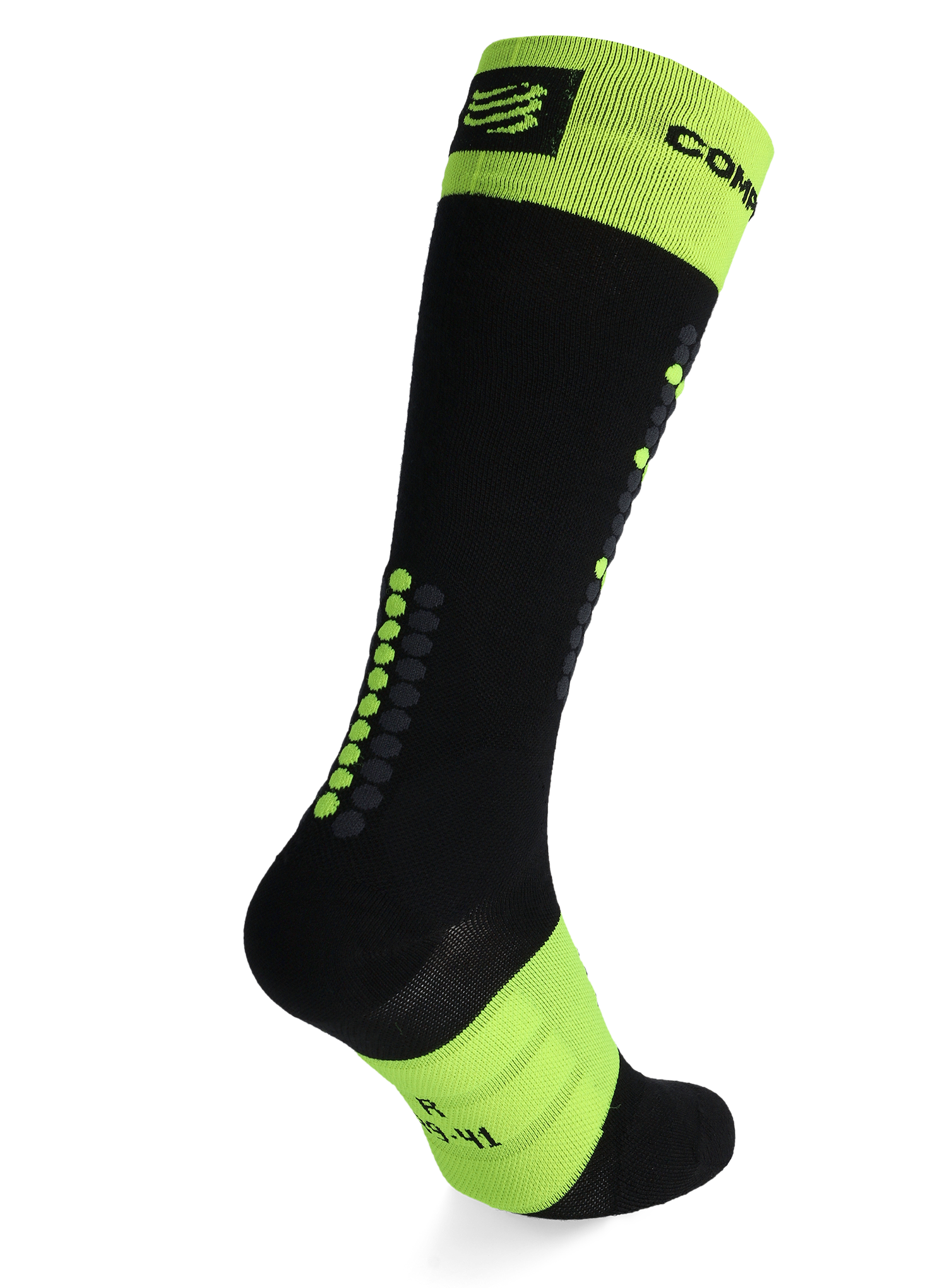 Lyžařské ponožky Compressport Alpine Ski Full Socks - black/safe yellow