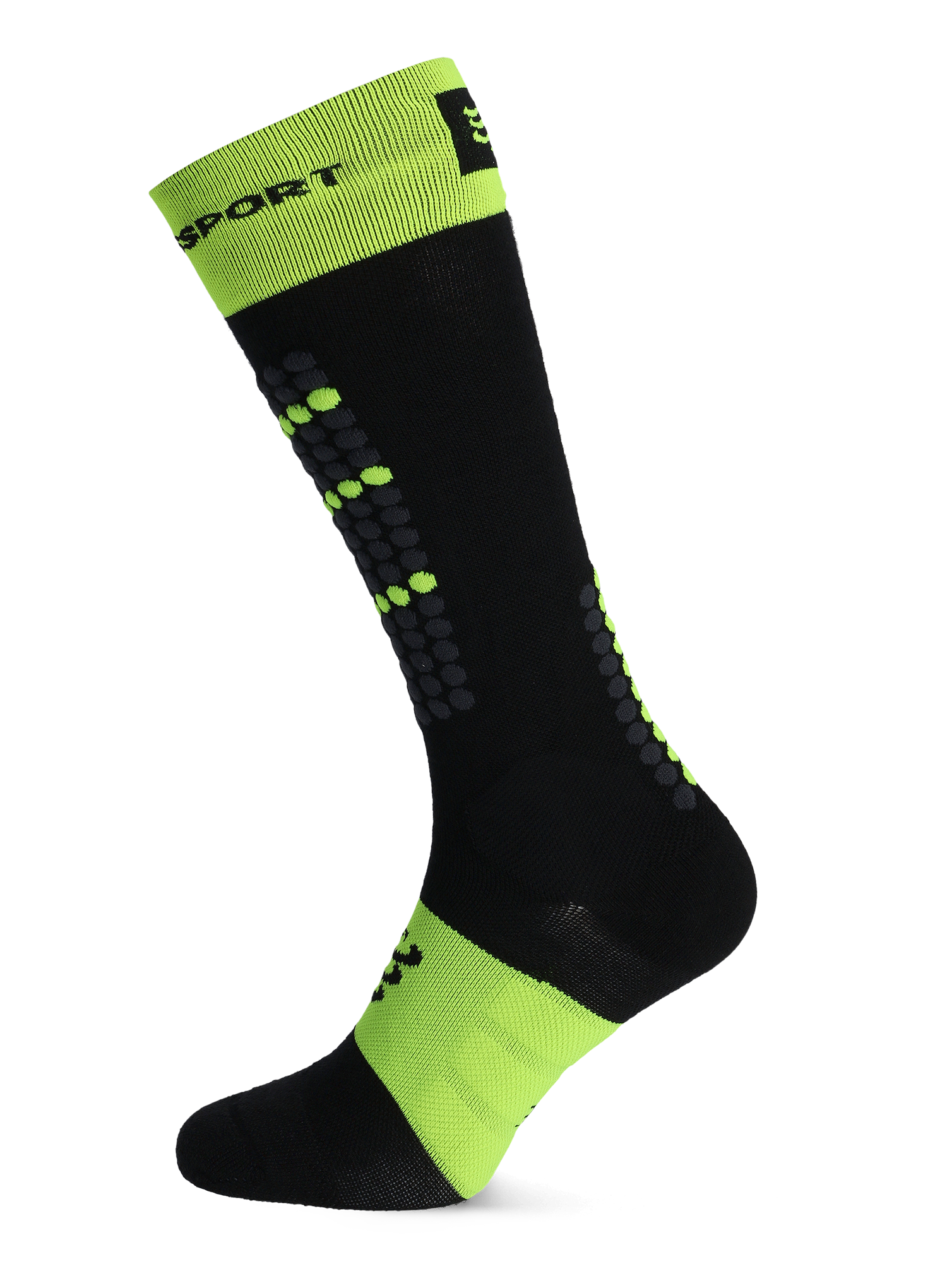 Lyžařské ponožky Compressport Alpine Ski Full Socks - black/safe yellow
