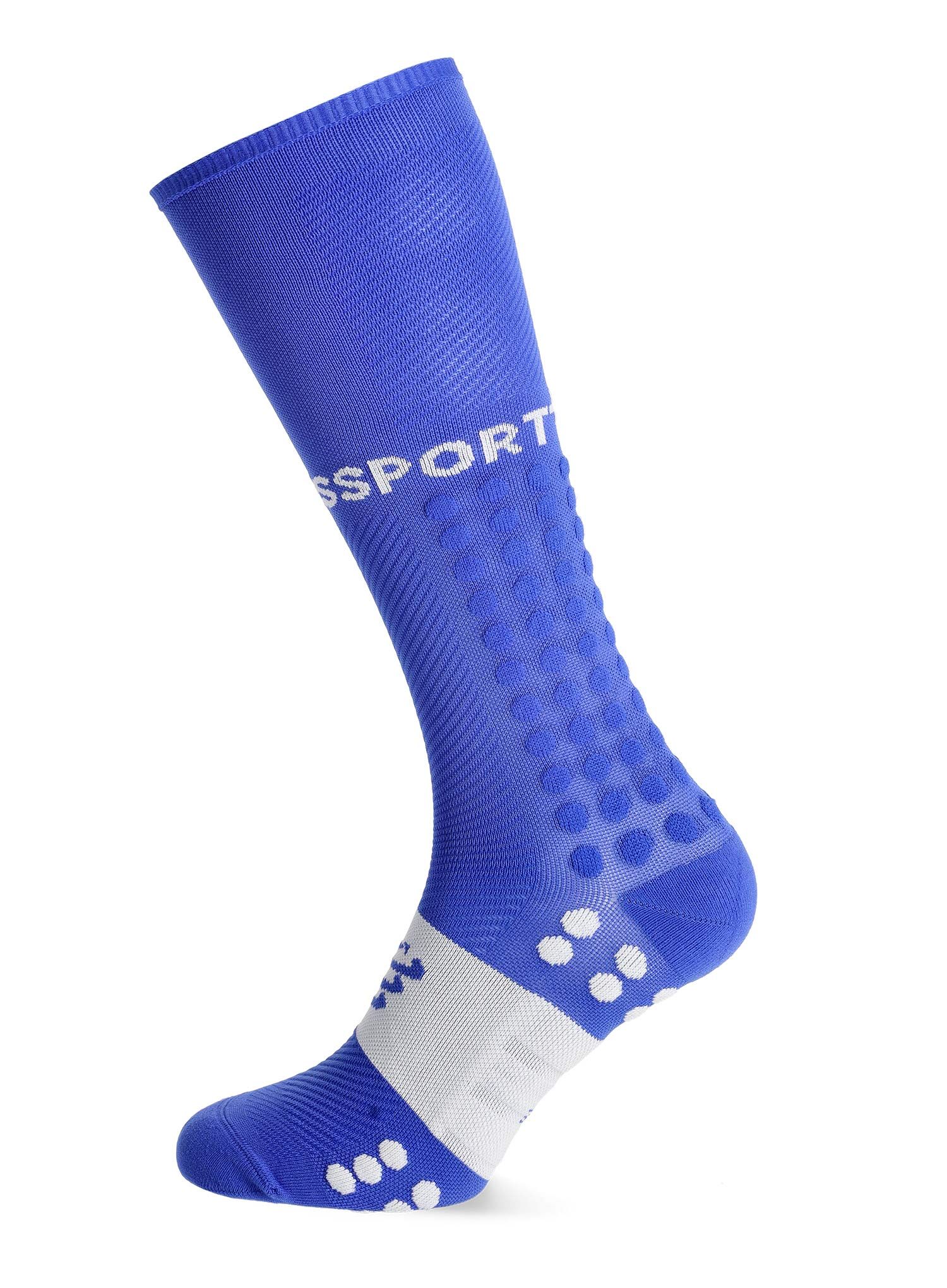 Ponožky na běhání Compressport Compression Full Socks Run - dazz blue/sugar