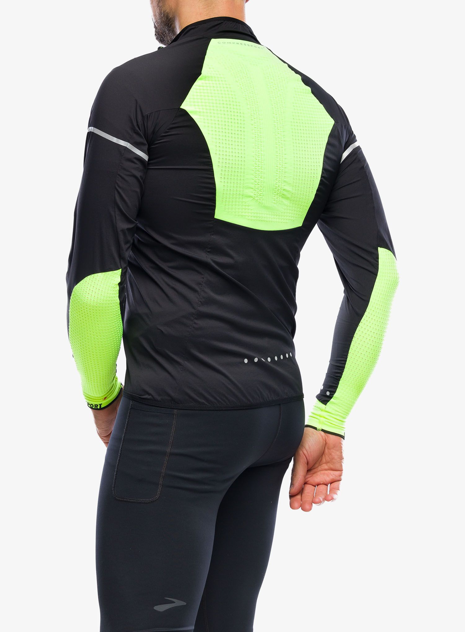 Větrovka Compressport Hurricane Windproof Jacket Flash - black/fluo yellow