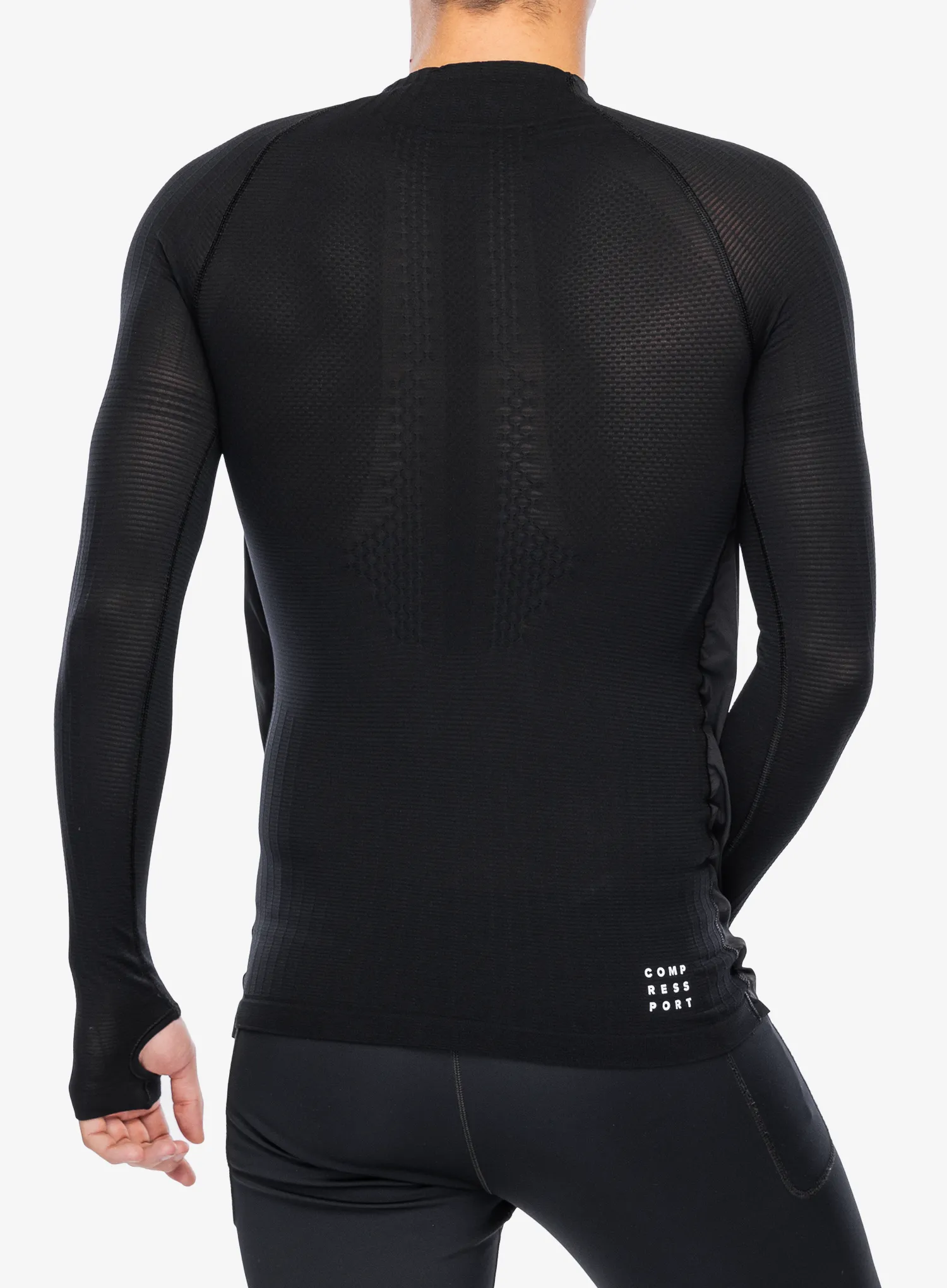 Mikina se zipem Compressport Hurricane Windproof Seamless HZ Top - black